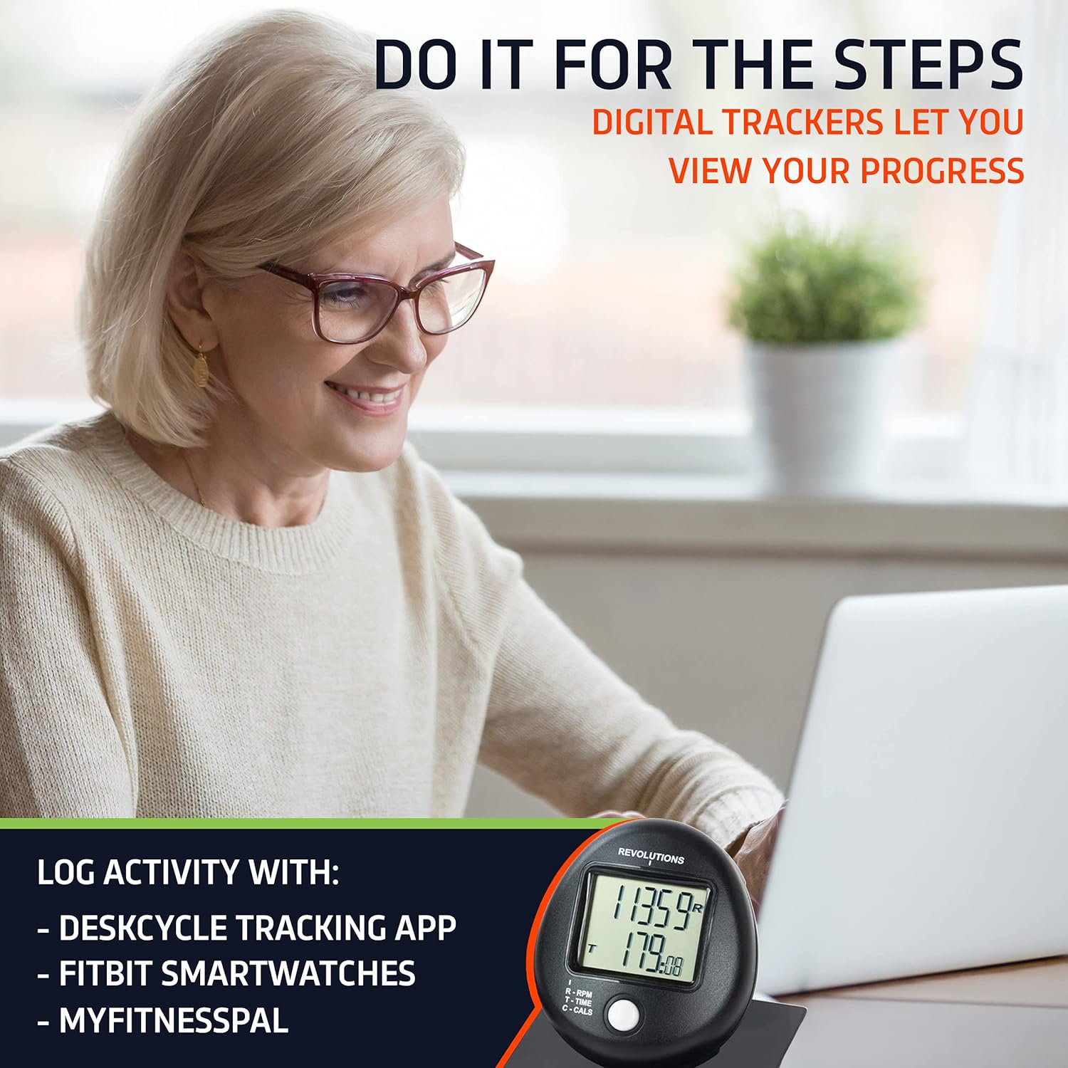 Mini Exercise Bike Arm and Leg Exerciser with Progress Tracking that Connects to DeskCycle App, FitBit, MyFitnessPal