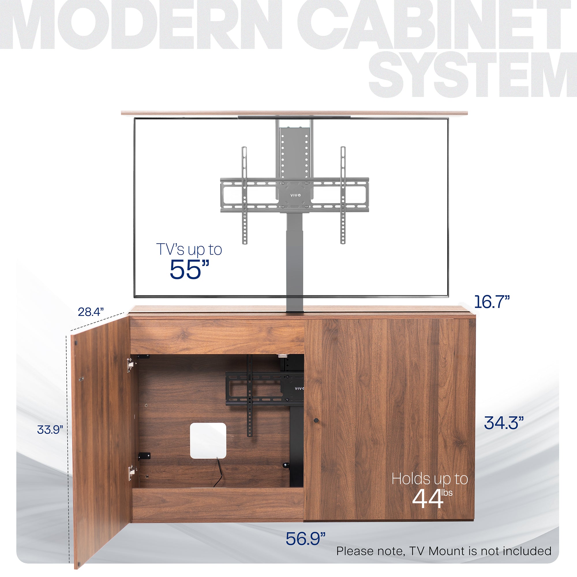 Walnut TV Lift Cabinet for 32" to 55" TVs