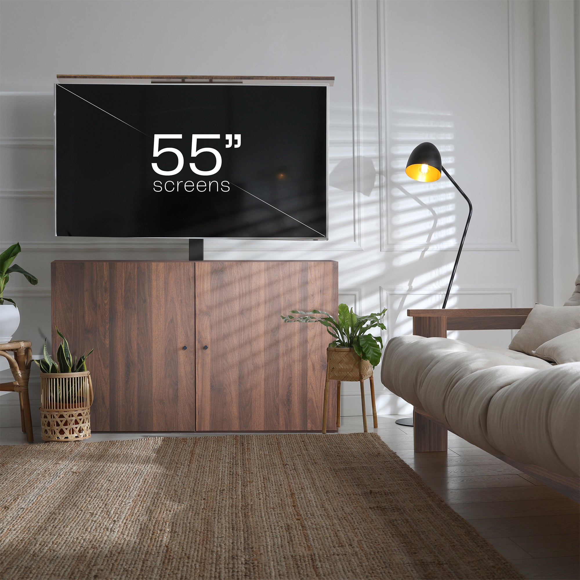 Walnut TV Lift Cabinet for 32" to 55" TVs