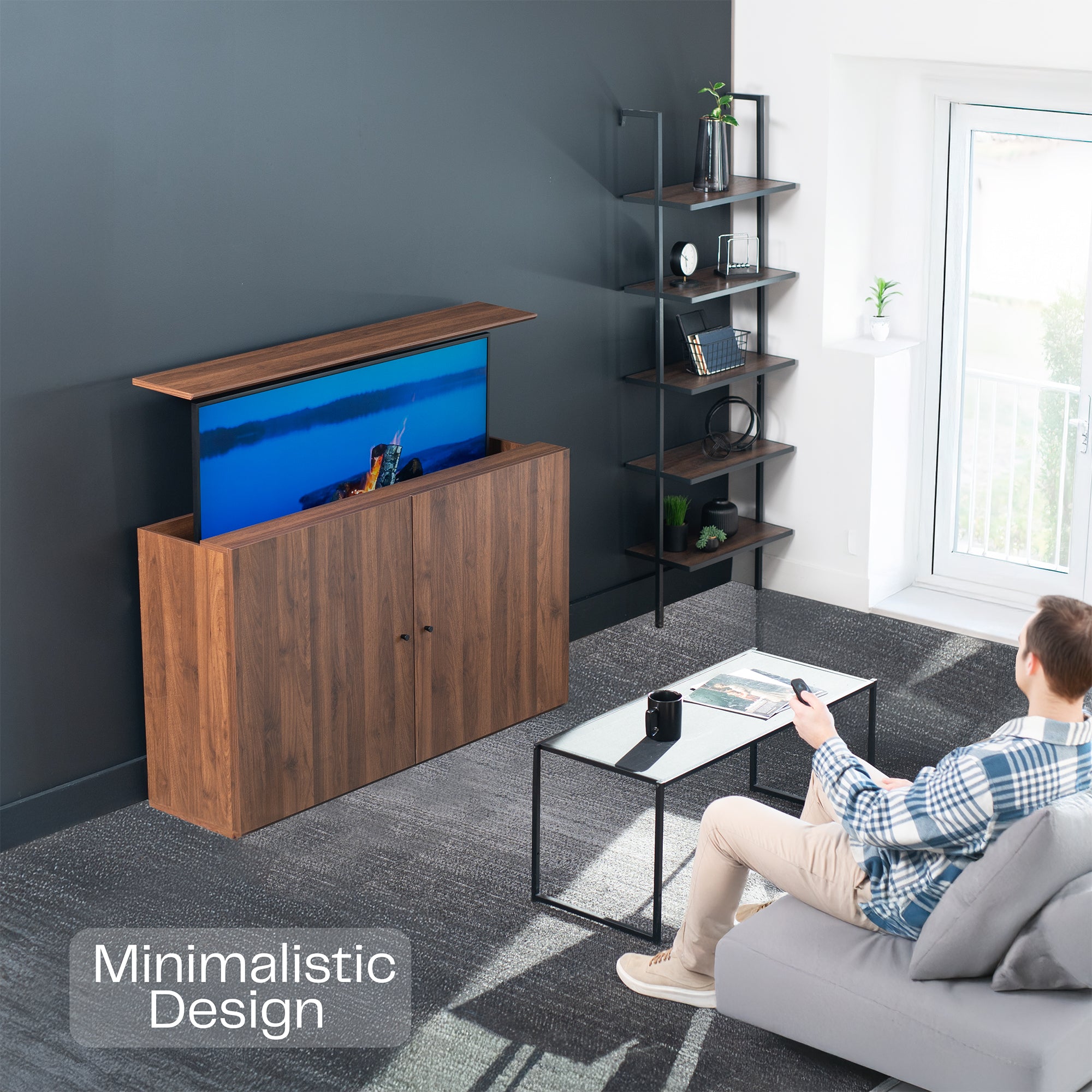 Walnut TV Lift Cabinet for 32" to 55" TVs