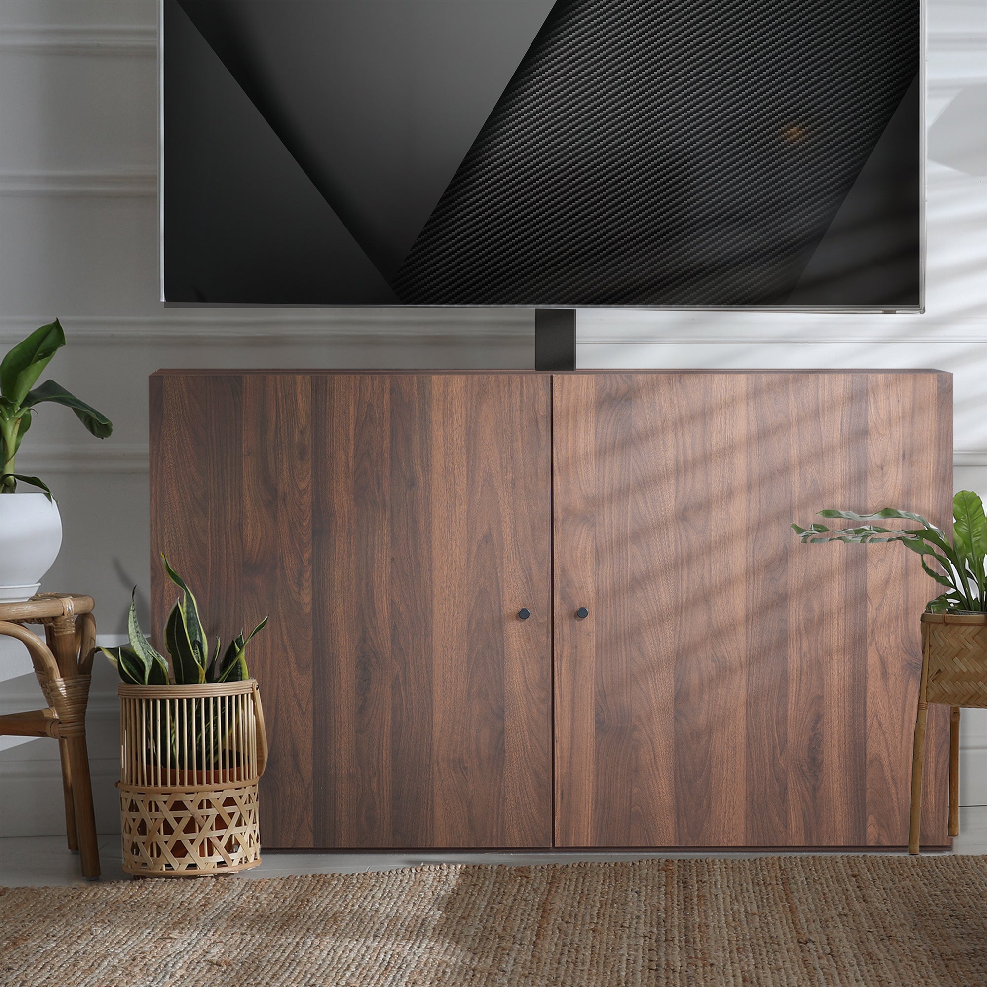 Walnut TV Lift Cabinet for 32" to 55" TVs