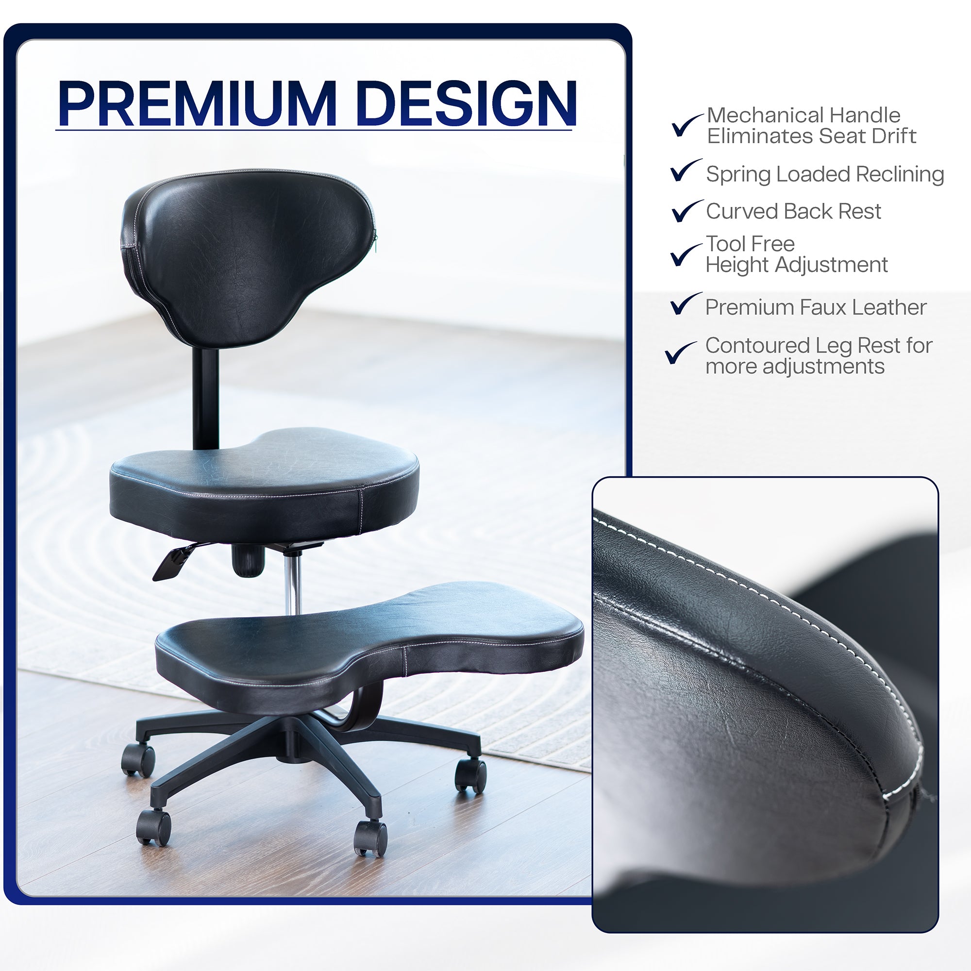 Black office chair with premium design features on a white background