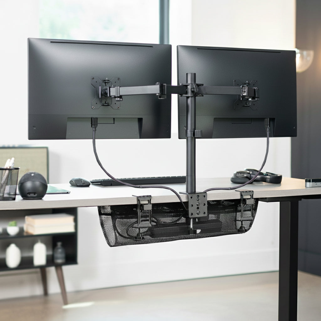 24 Inch Clamp-on Under Desk Cable Net, Workstation Wire Organizer, Cable Management for Home and Office 24 Inch Clamp-on Under Desk Cable Net, Workstation Wire Organizer, Cable Management for Home and Office