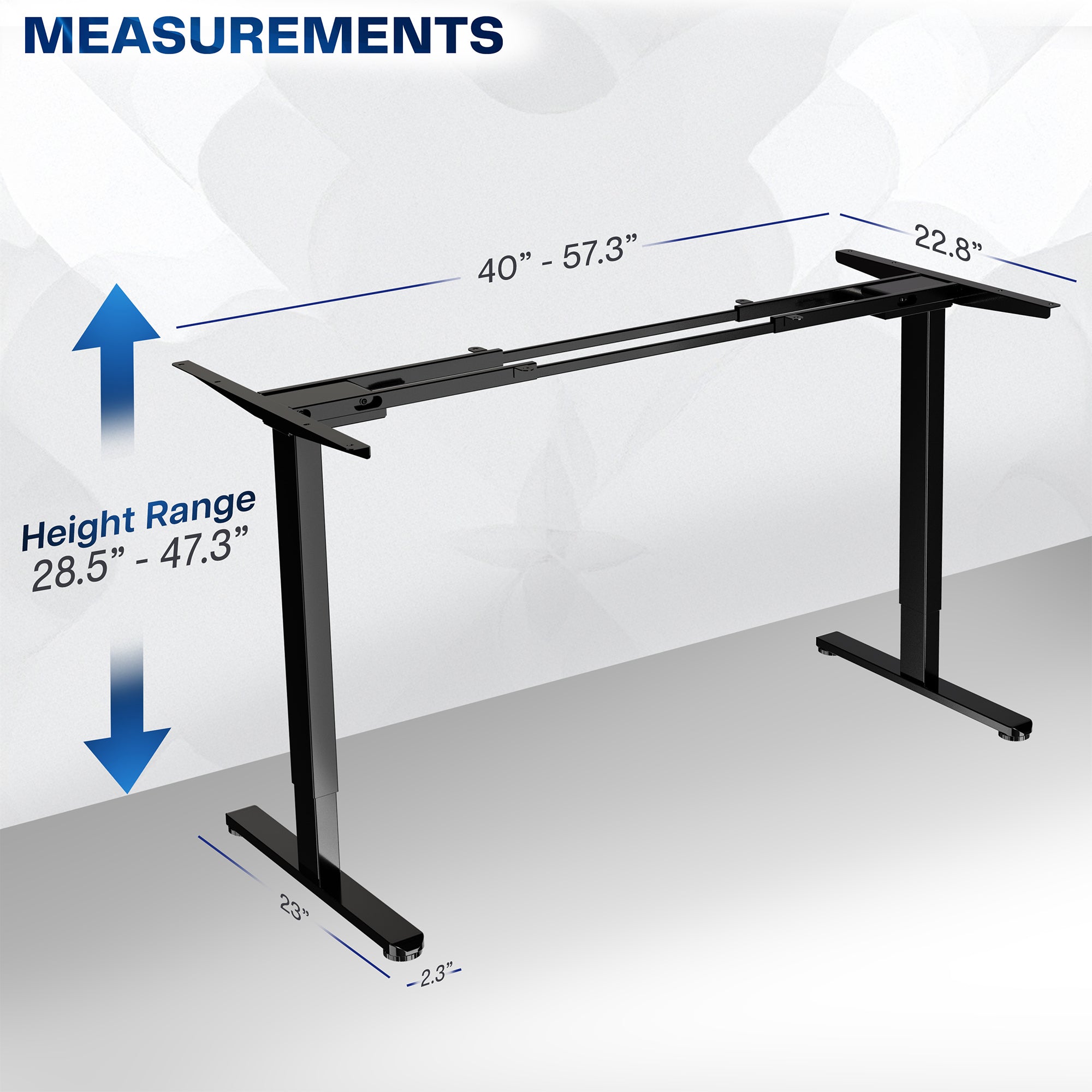 Motorized standing desk frame for raising your table top to a sitting or standing position.