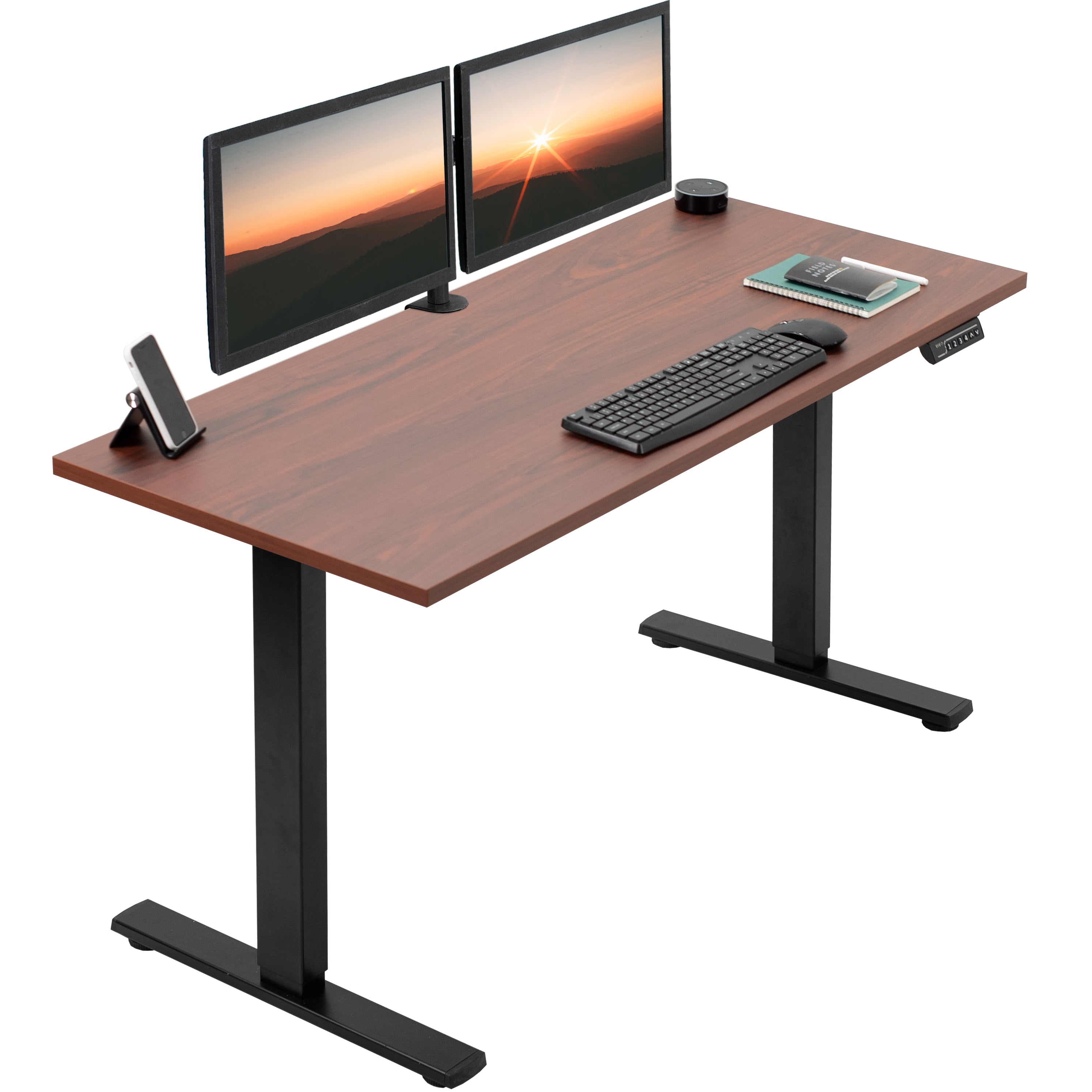 Electric Height Adjustable 55 x 24 inch Memory Stand Up Desk, Solid One-Piece Square Corner Table Top