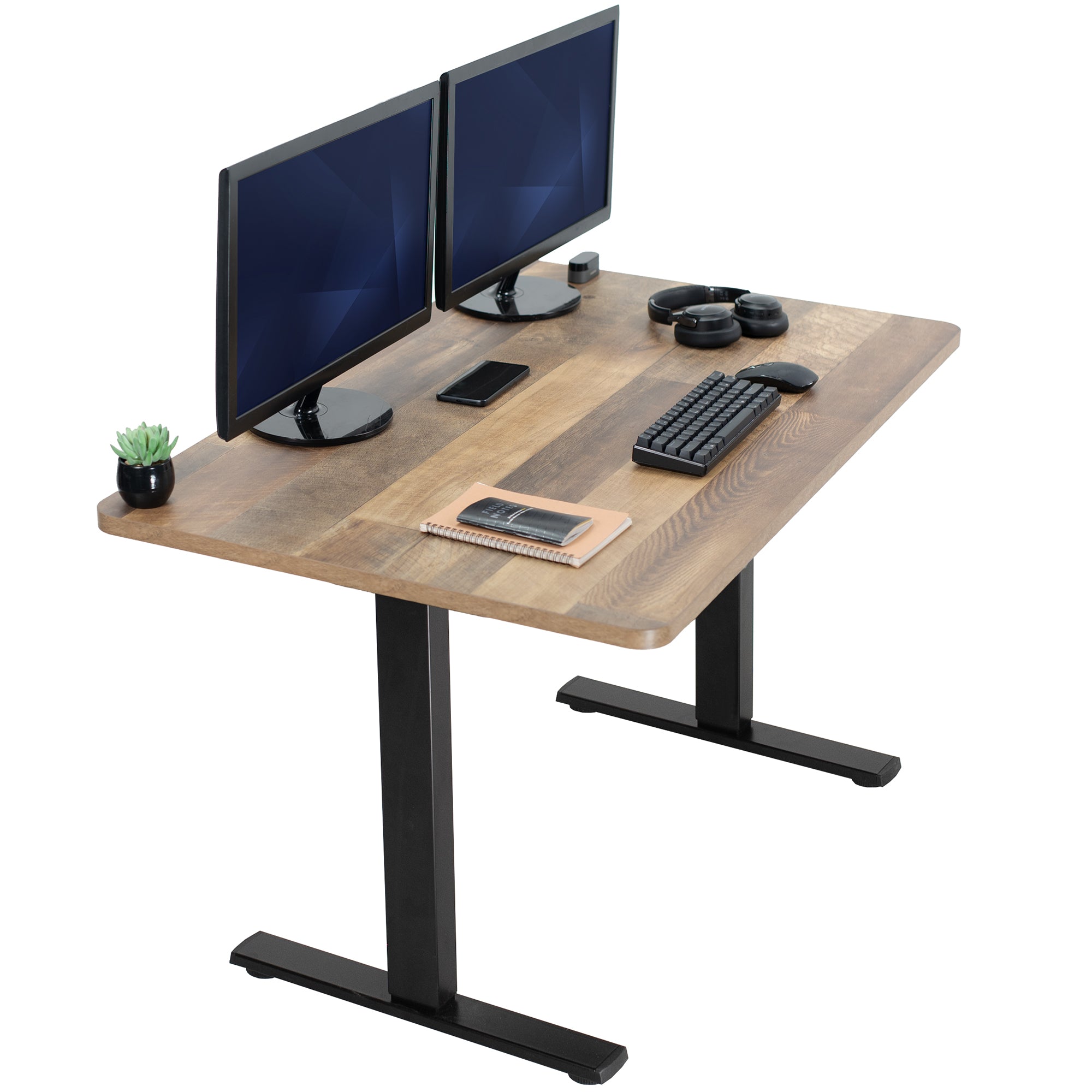 Sturdy ergonomic sit or stand active desk workstation with adjustable height using smart control panel.