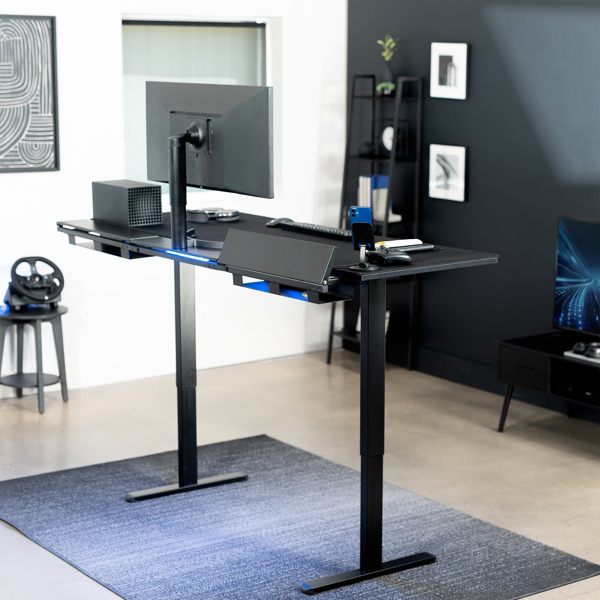 Height Adjustable Desk with Built-In Concealed Cable Trays, Complete Active Standing Workstation