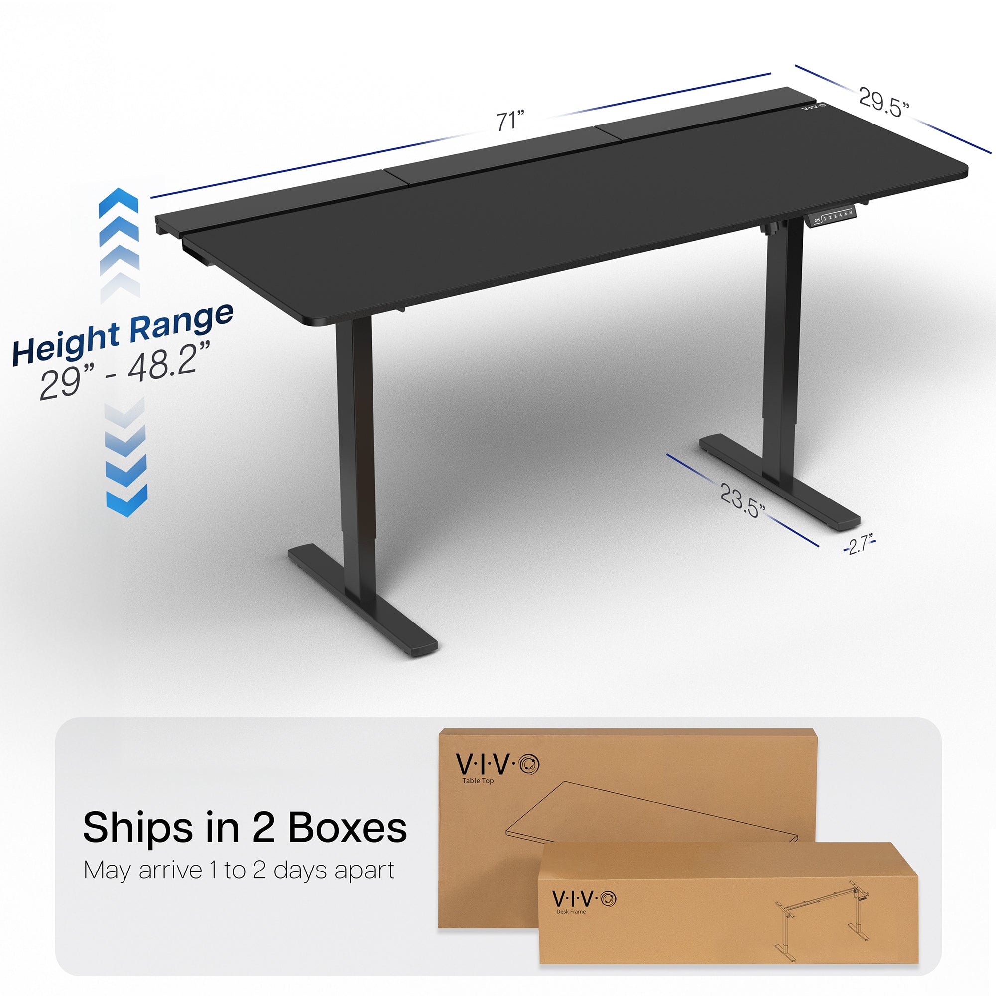 Height Adjustable Desk with Built-In Concealed Cable Trays, Complete Active Standing Workstation
