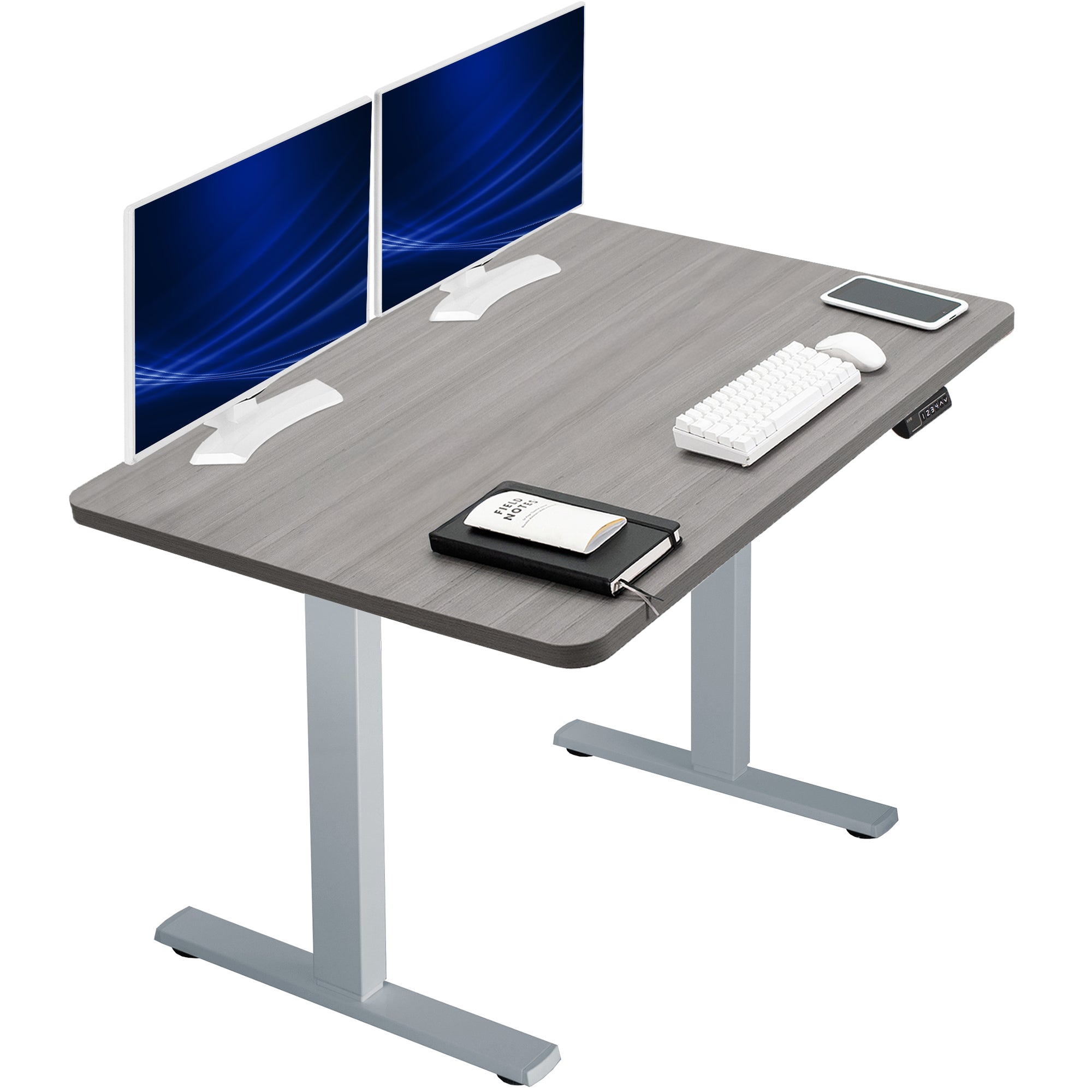 Sturdy ergonomic sit or stand active desk workstation with adjustable height using smart control panel.