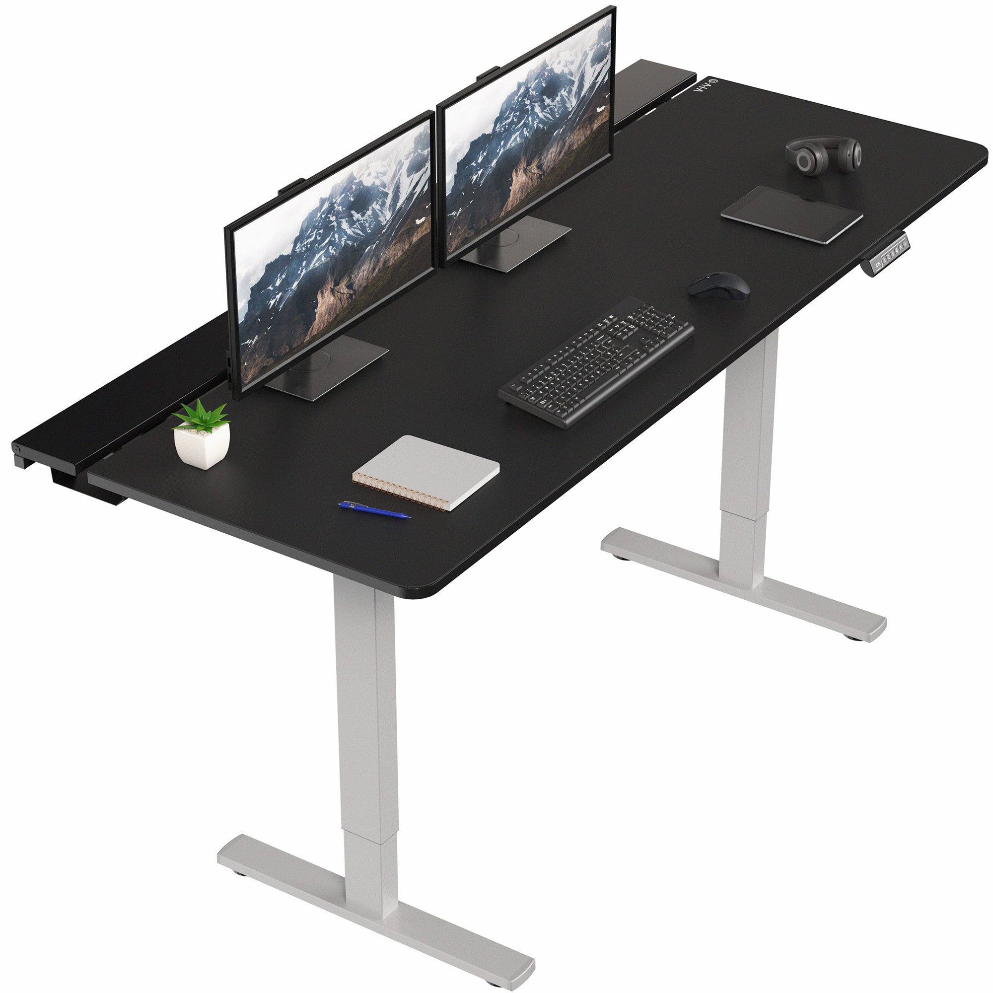 Height Adjustable Desk with Built-In Concealed Cable Trays, Complete Active Standing Workstation