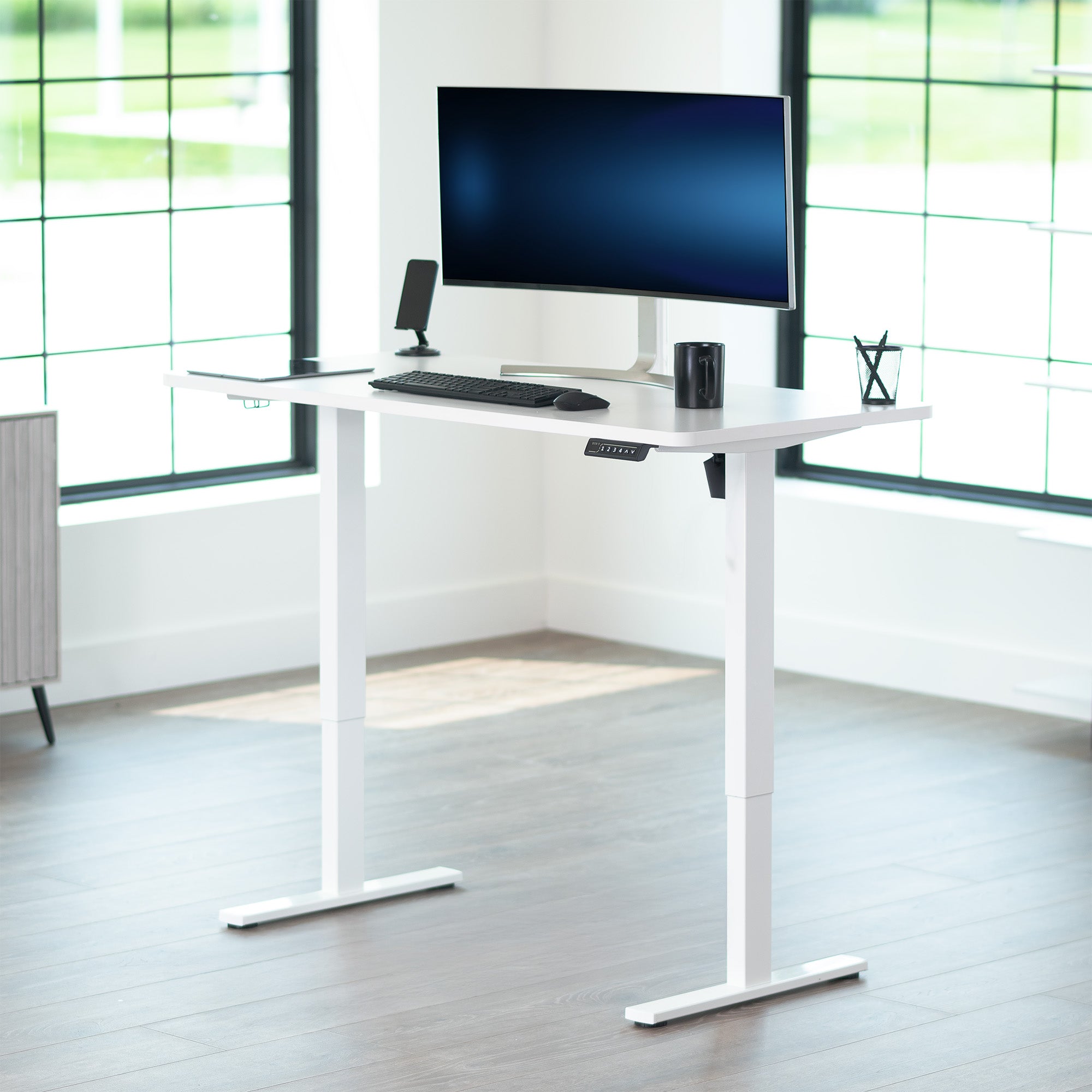 1B Solid Top Series - Single Motor Electric Desk with Push Button Memory Controller