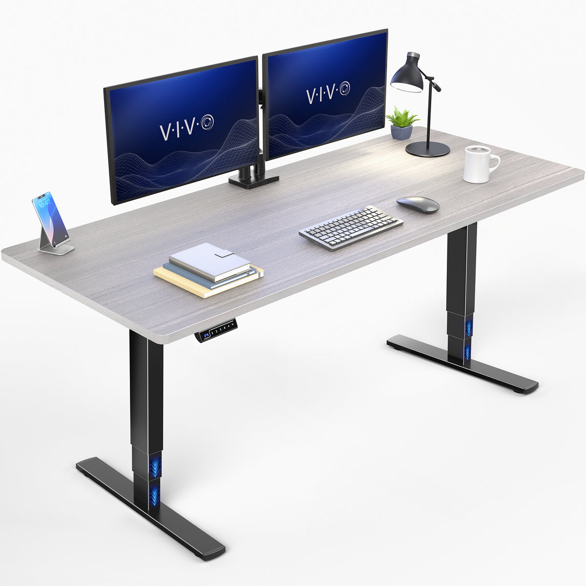 Gray Desktop 2E Series - 71" x 30" Electric Desk with Touch Screen Memory Controller