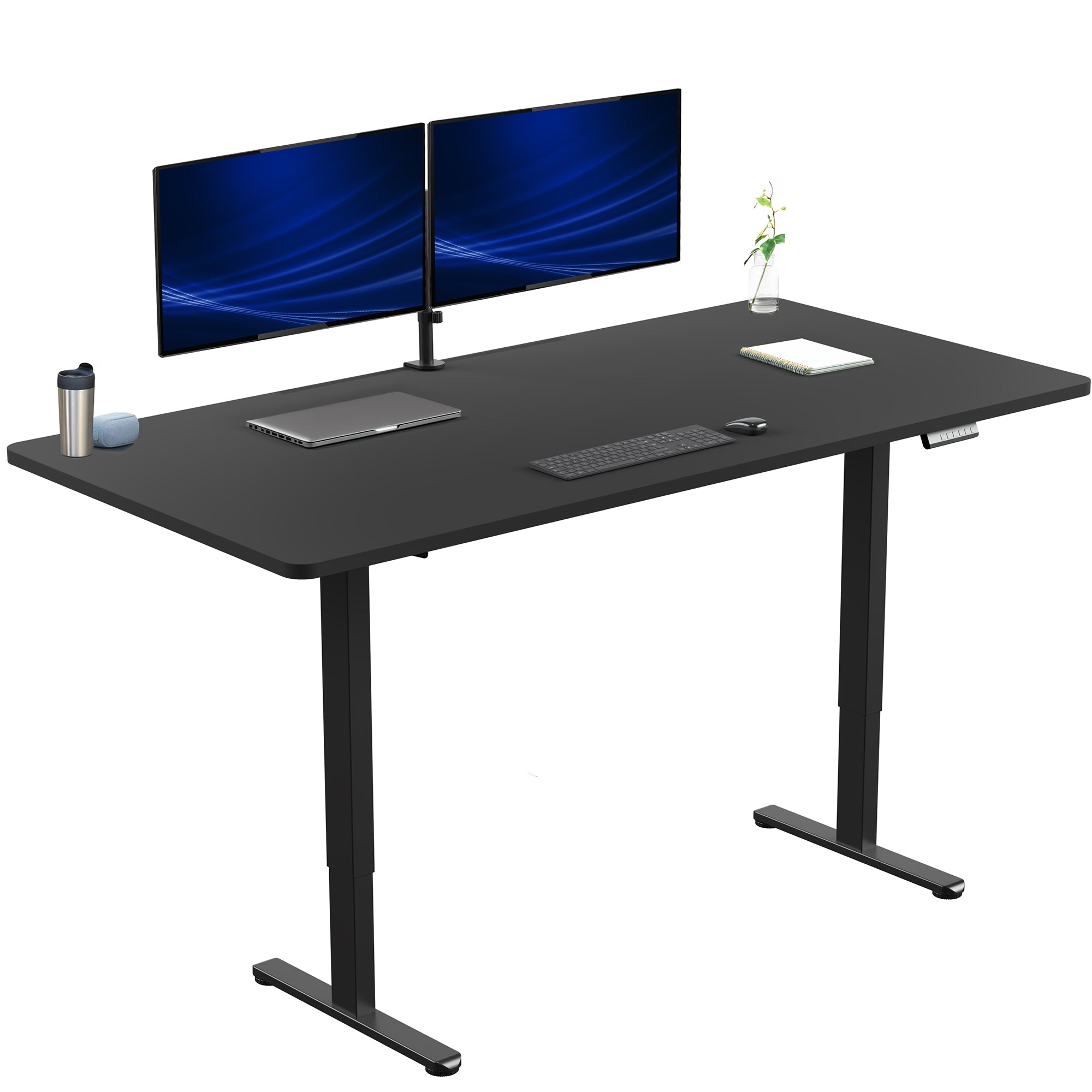 71 x 36 inch dual motor electric desk featuring smart controller height adjustment with memory settings