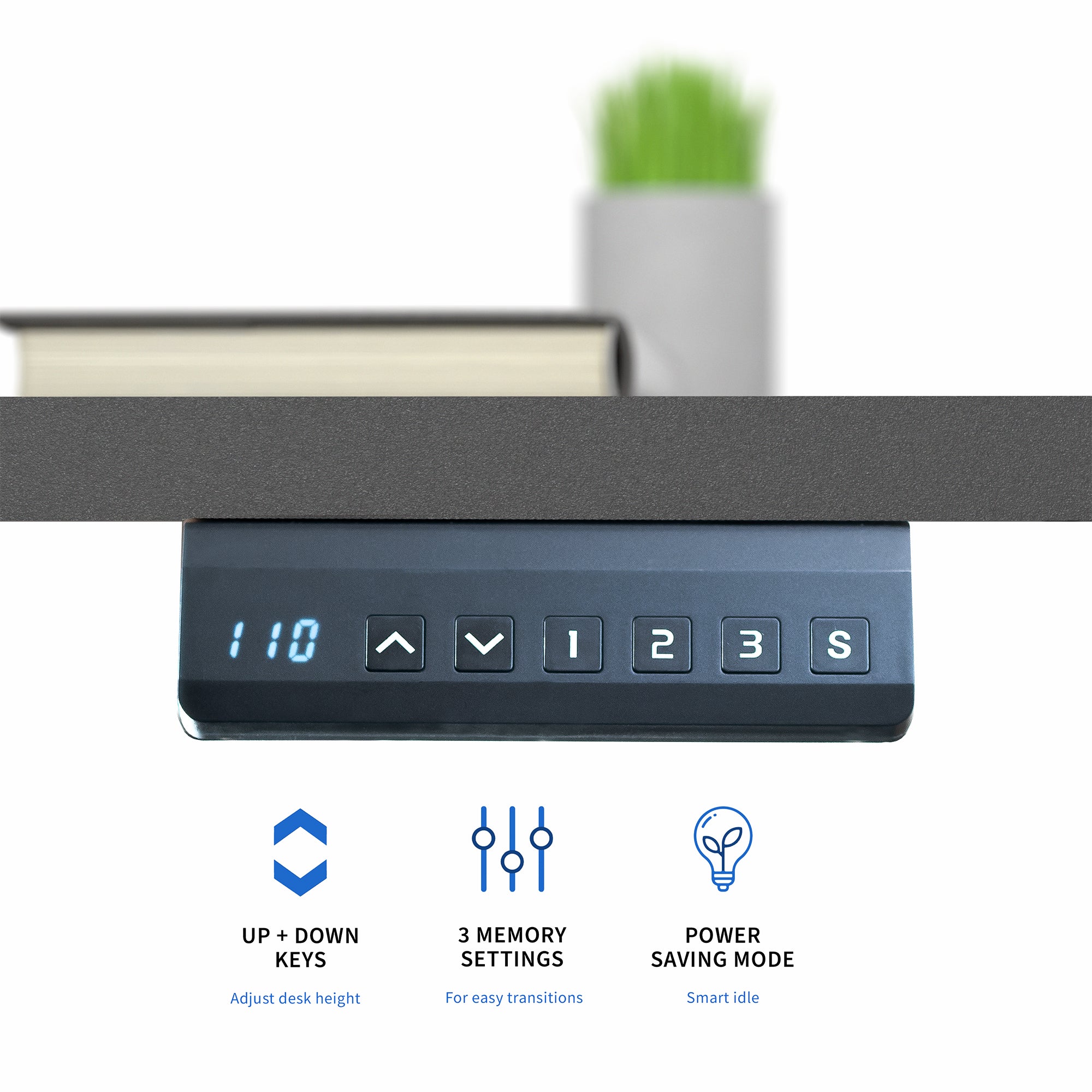 71 x 36 inch dual motor electric desk featuring smart controller height adjustment with memory settings