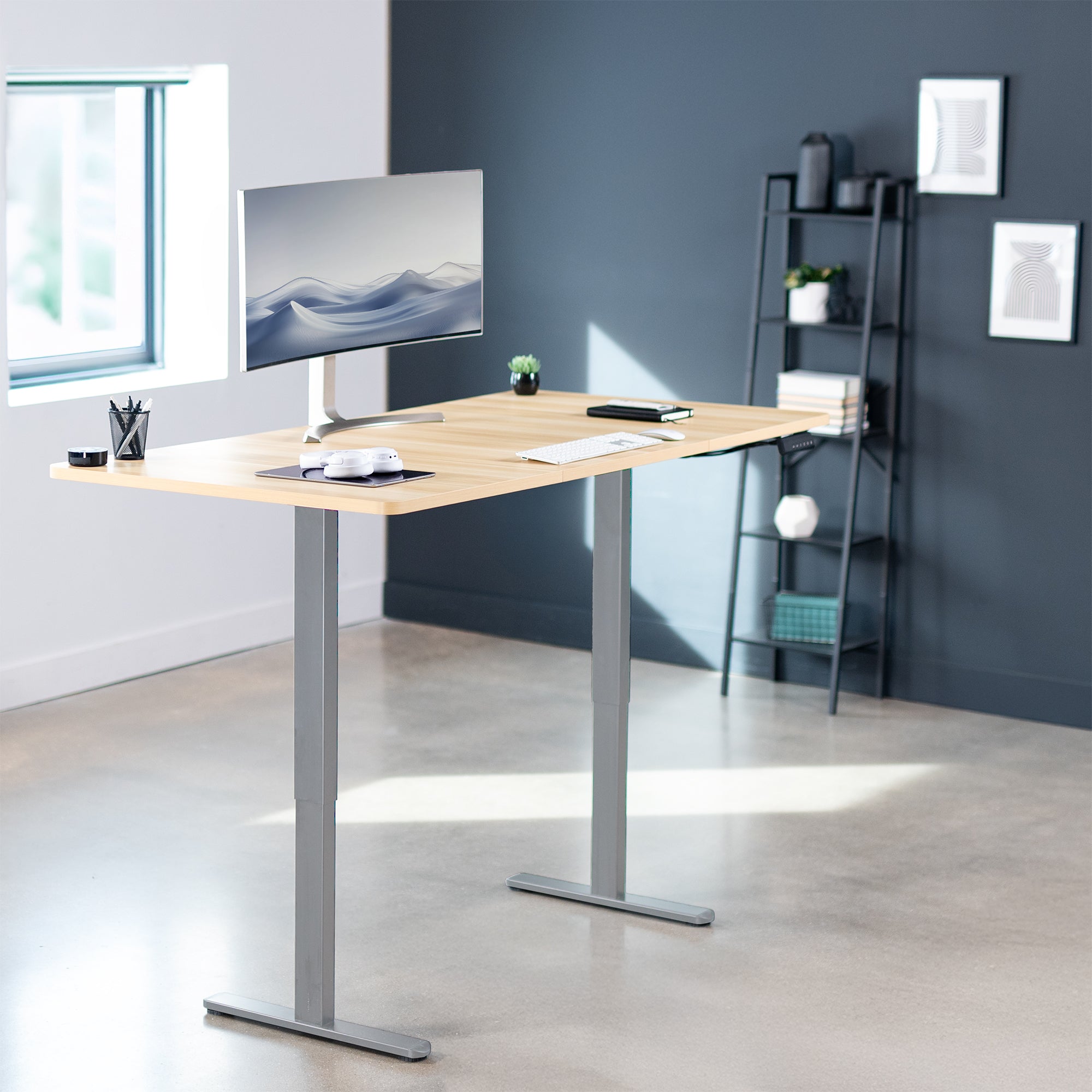 71 x 36 inch dual motor electric desk featuring smart controller height adjustment with memory settings