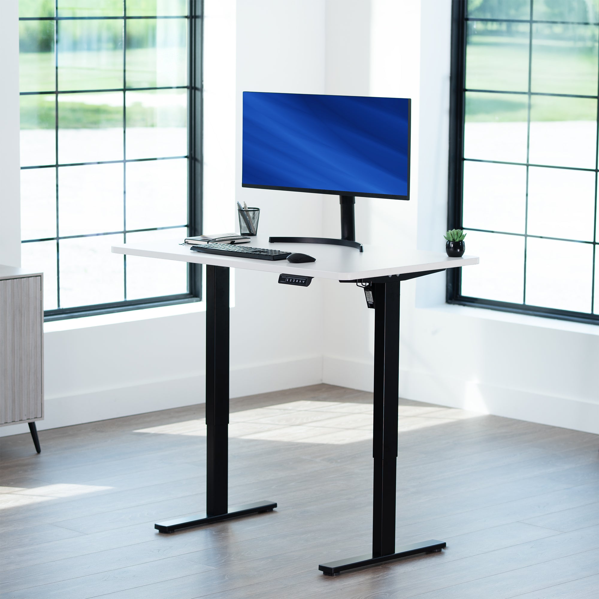 Sturdy desk tabletop for sit or stand electric or manual desk frames.