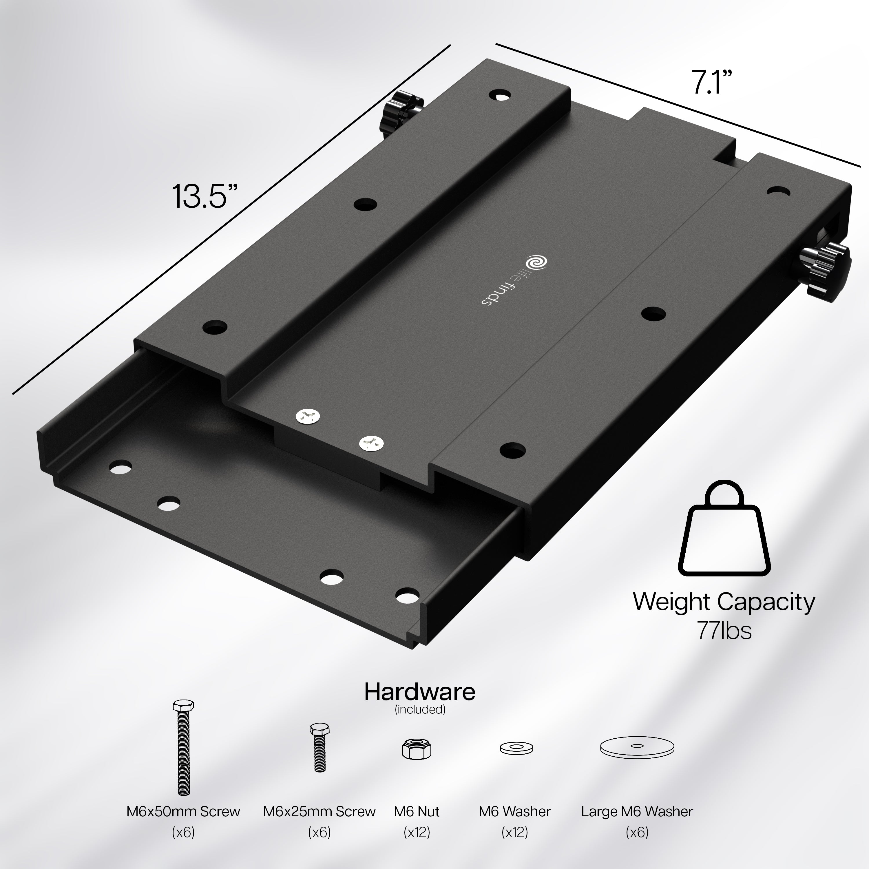 Product measurements, included hardware