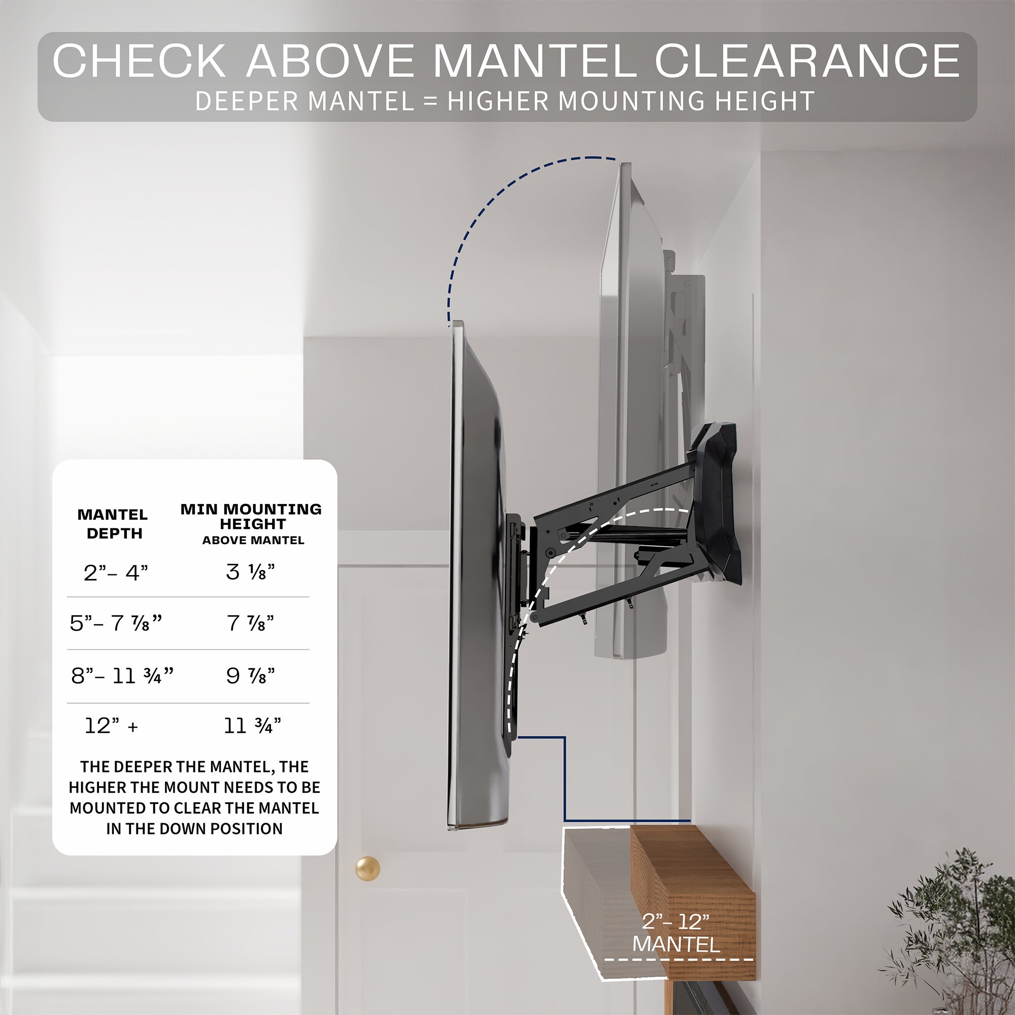 Electric TV Wall Mount elevates your screen to a comfortable viewing height.