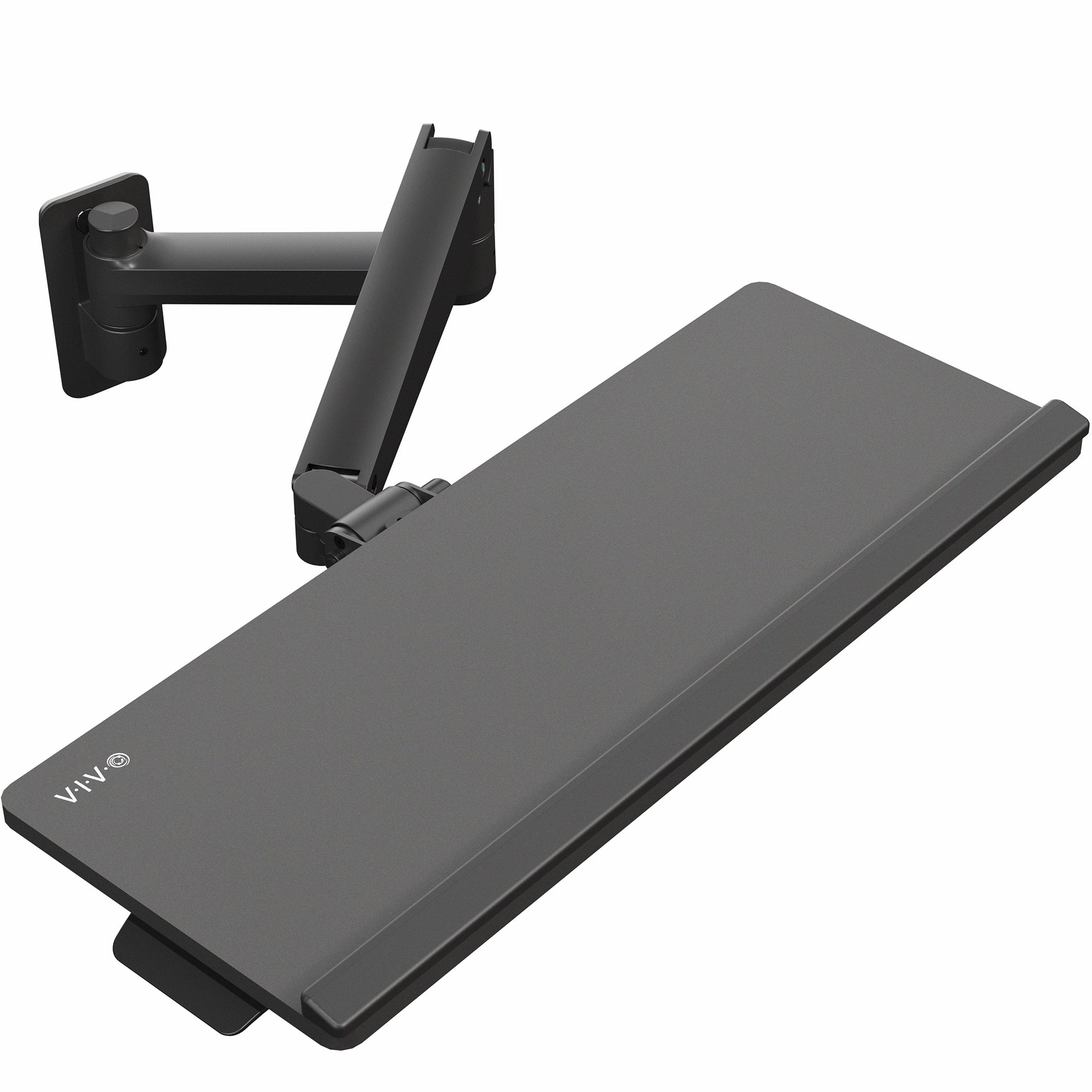 A wall mounted keyboard tray with a pneumatic mechanism