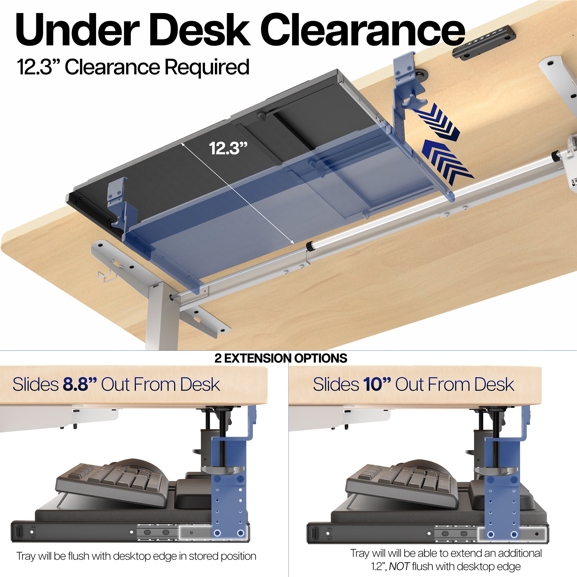 Under desk clearance required for compatibility purposes