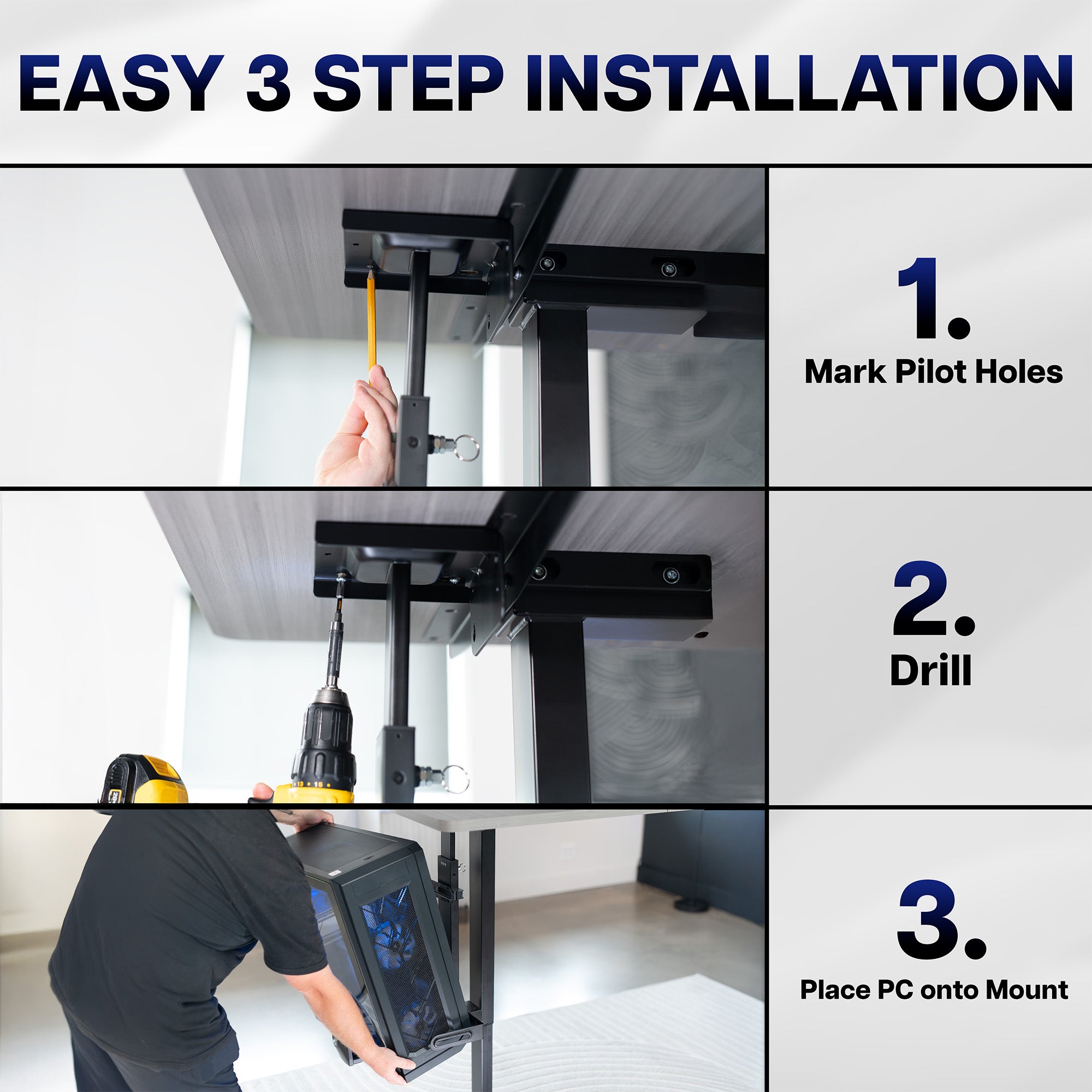 Large Under Desk and Wall PC Mount