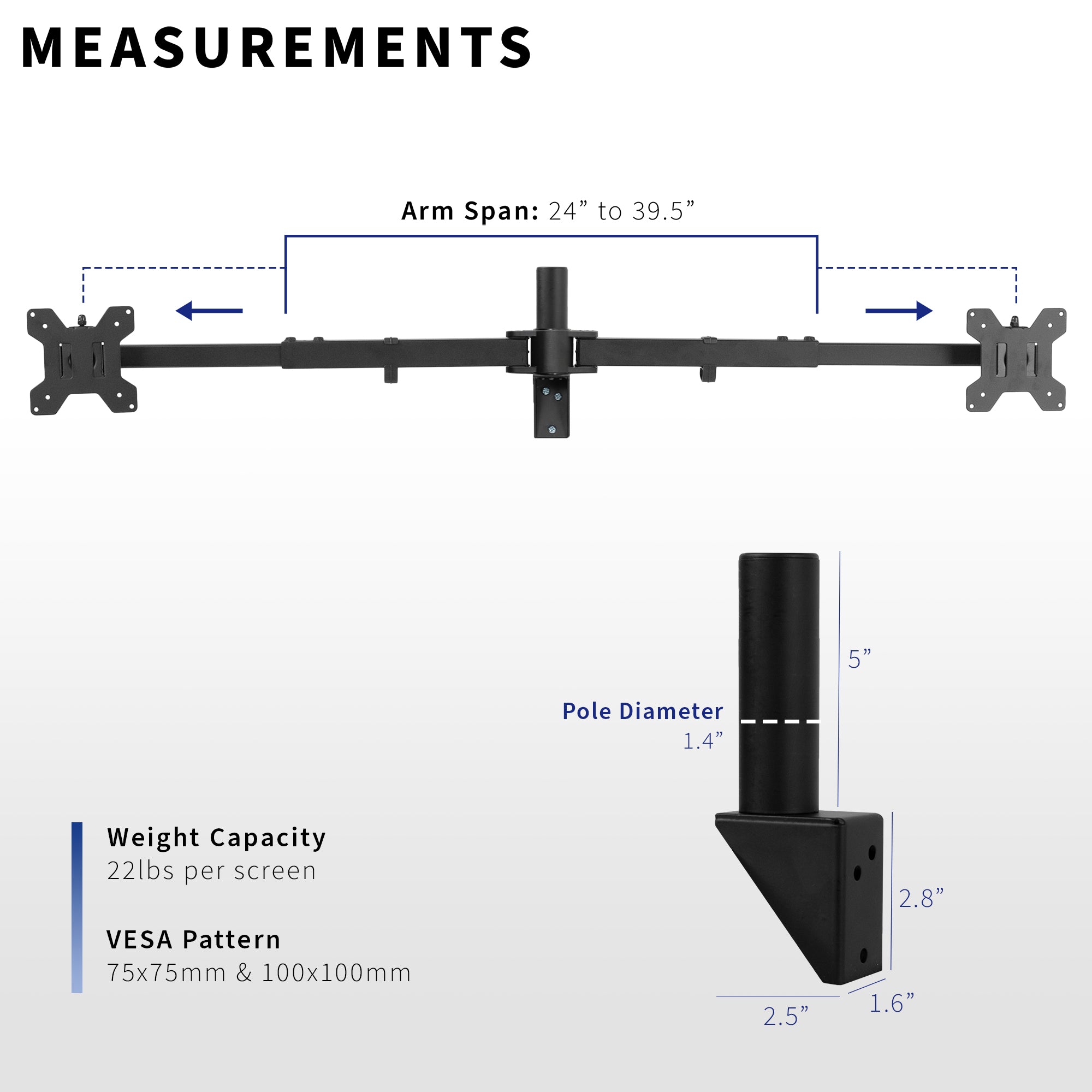 Telescoping dual monitor wall mount.