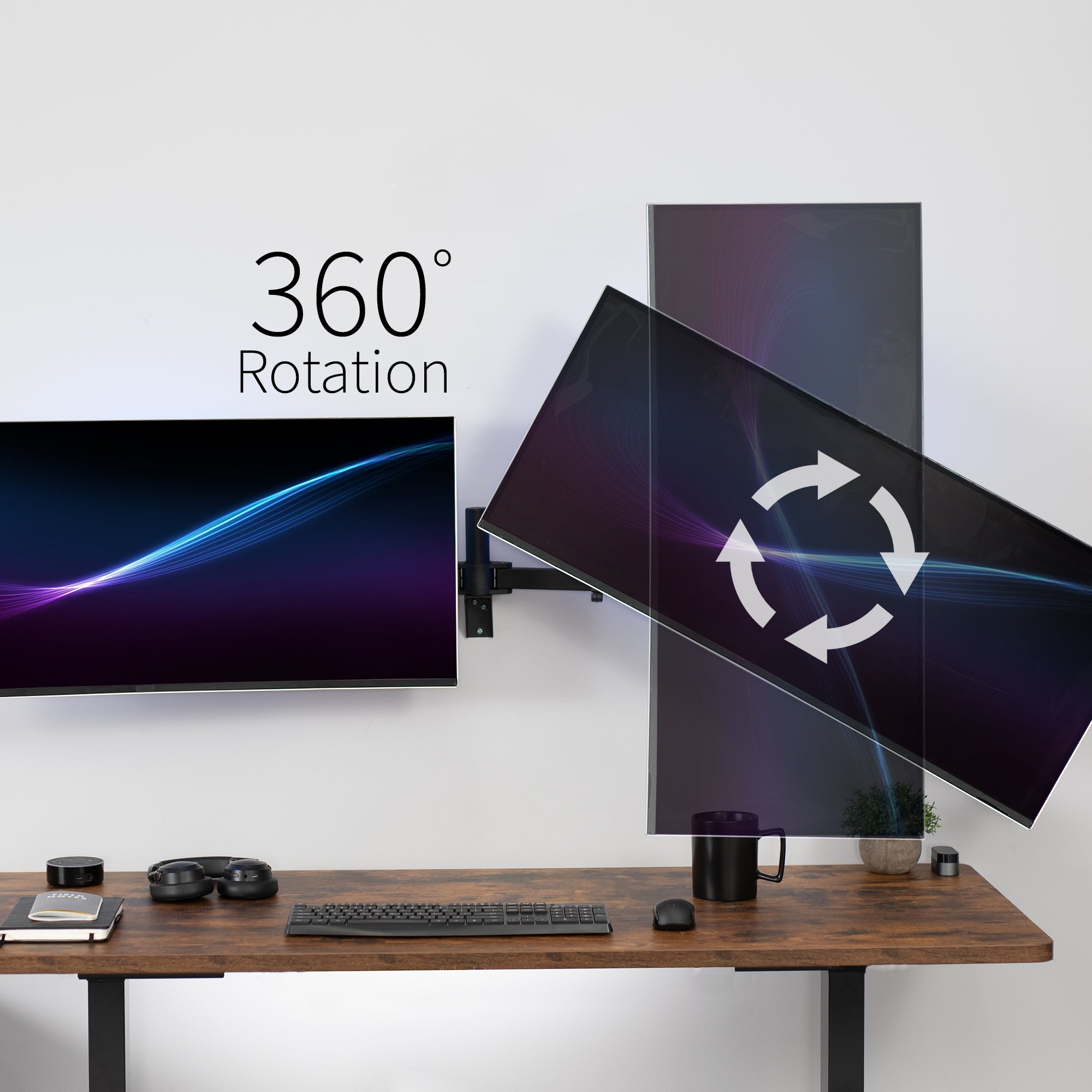 Telescoping dual monitor wall mount.