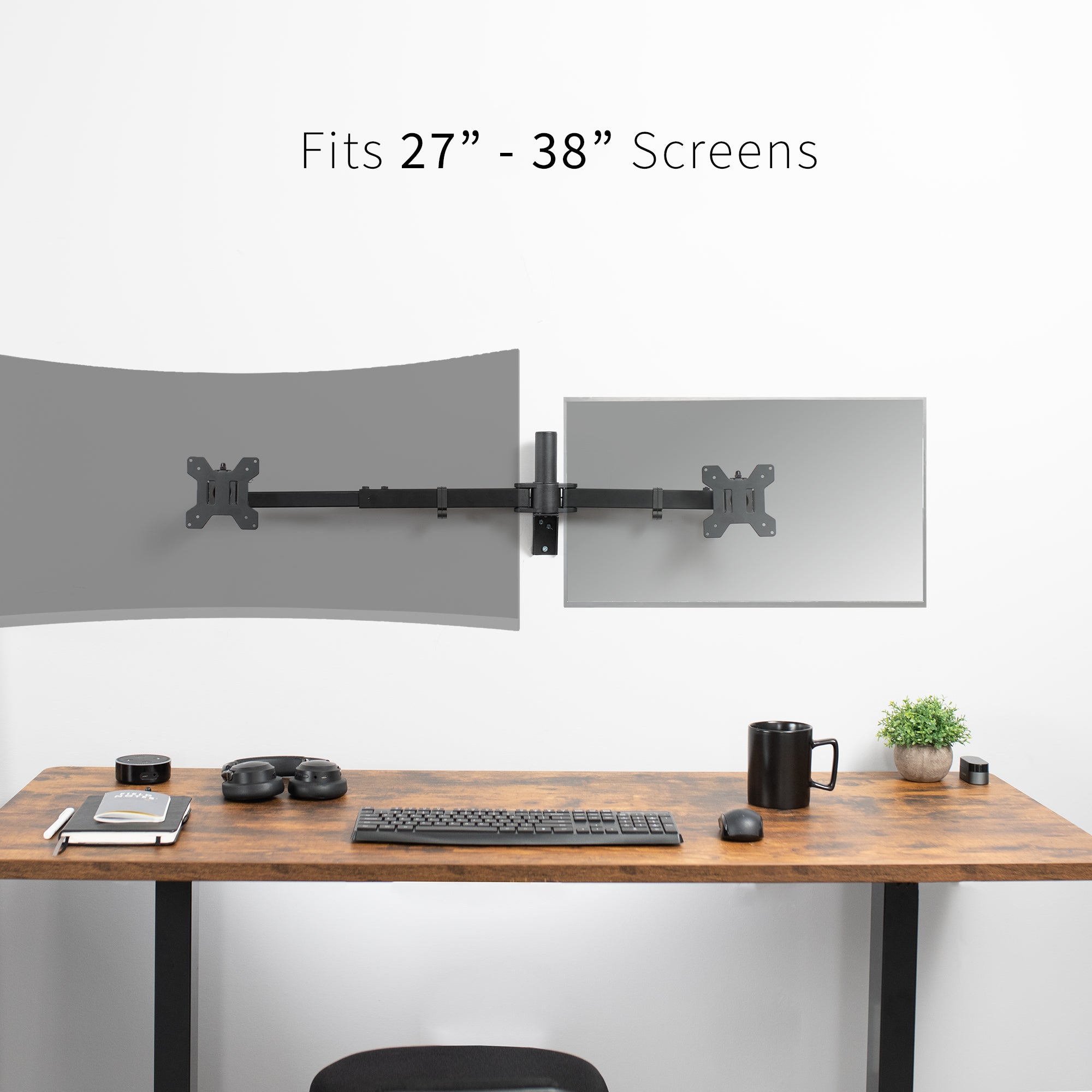 Telescoping dual monitor wall mount.