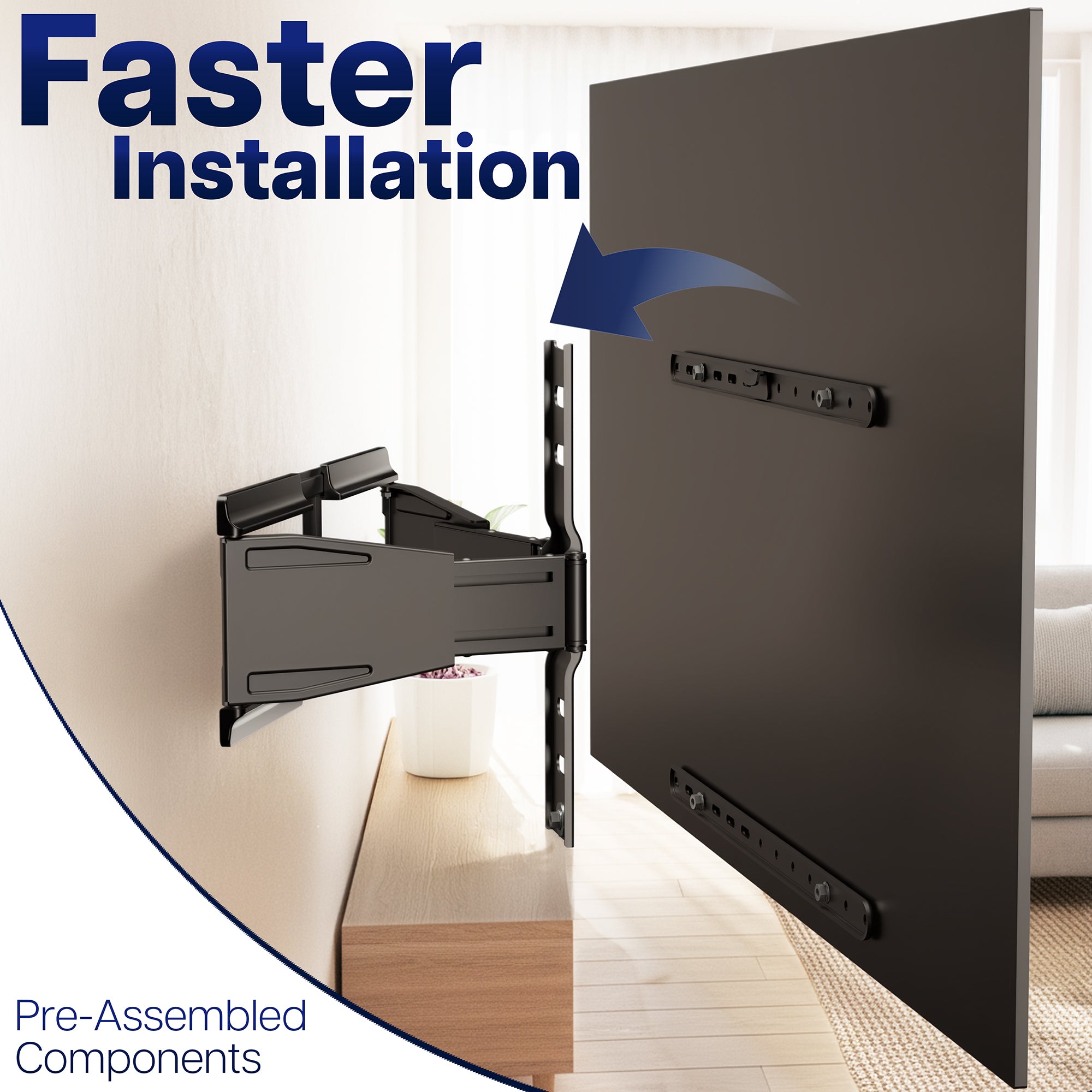 Low Profile Telescoping TV Wall Mount - Up to 90" Screens