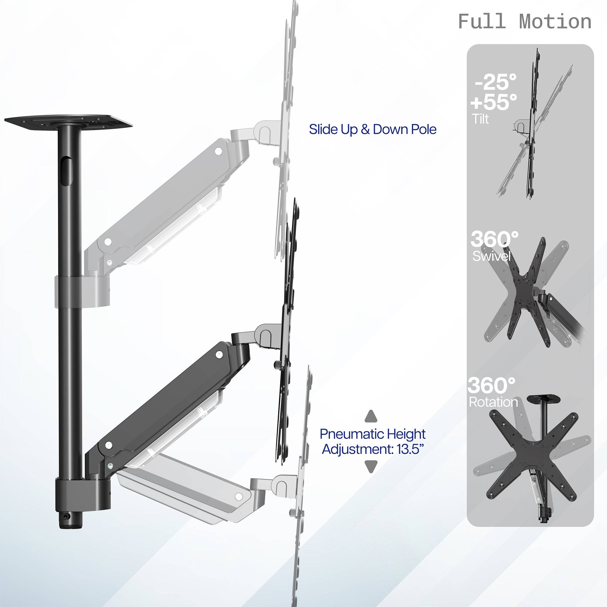 Articulating Ceiling TV Mount for 17" to 55" TVs