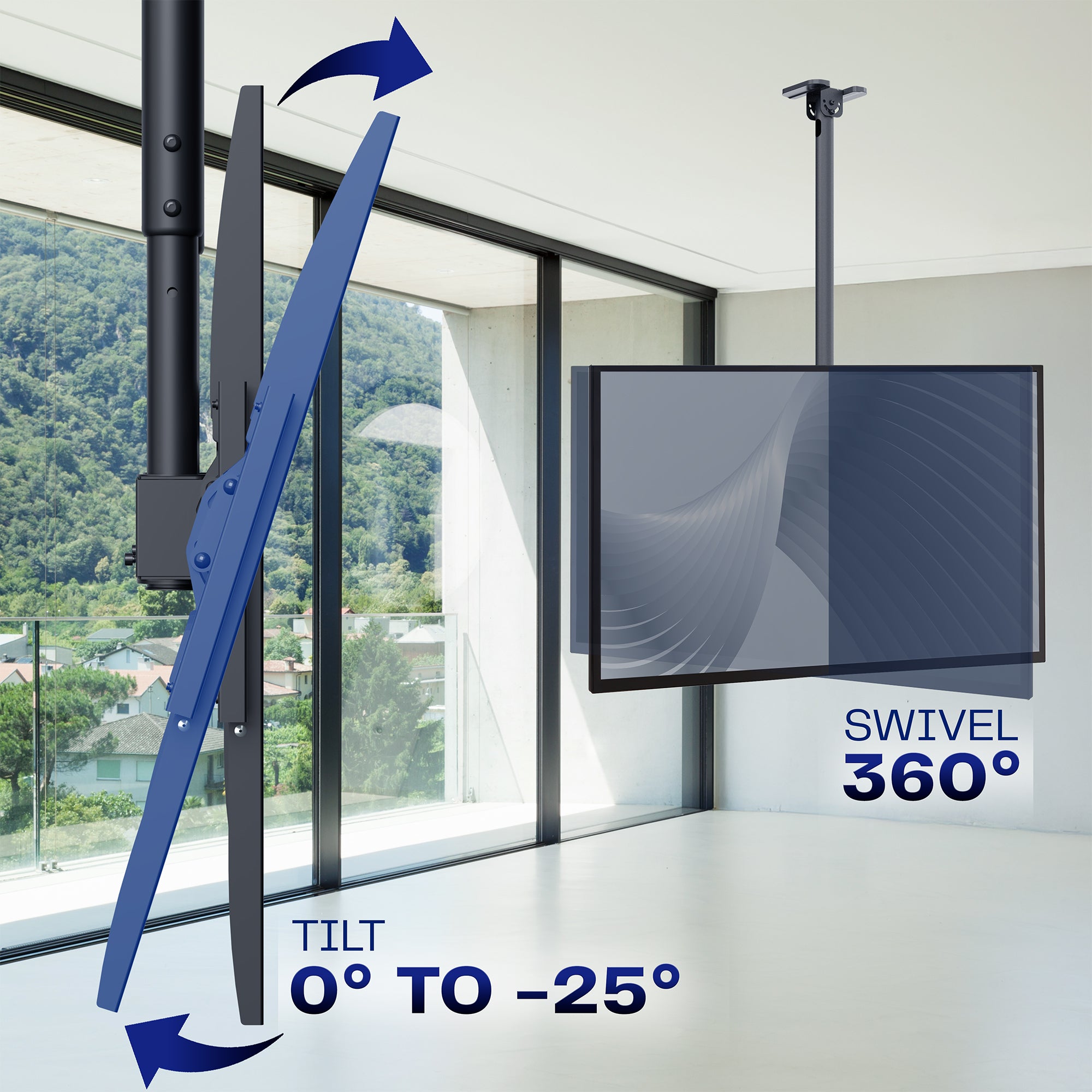 Large 50” to 100” TV Ceiling Mount with Extension Pole