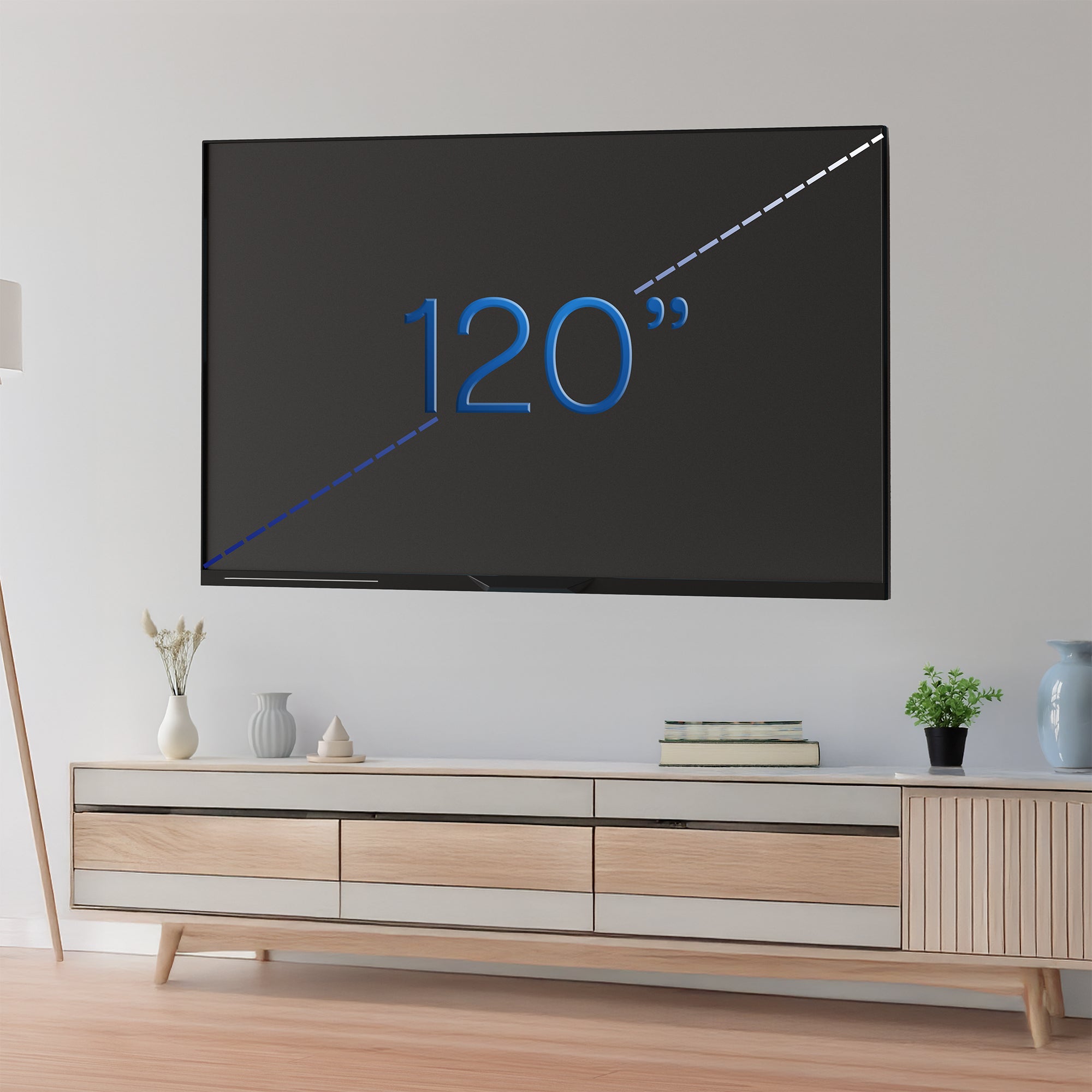 Holds TVs securely 60" to 120".