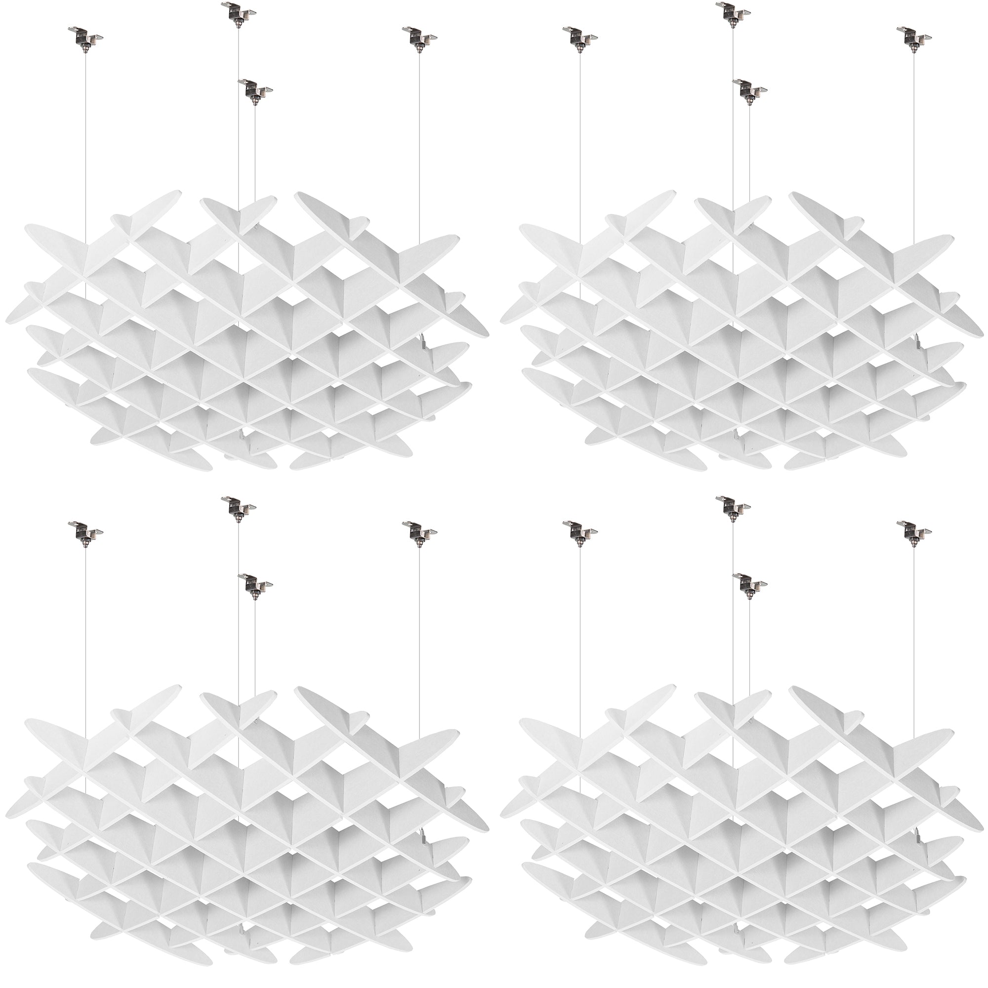 4-pack white acoustic ceiling waffle panels with suspended geometric design for sound absorption and modern interiors