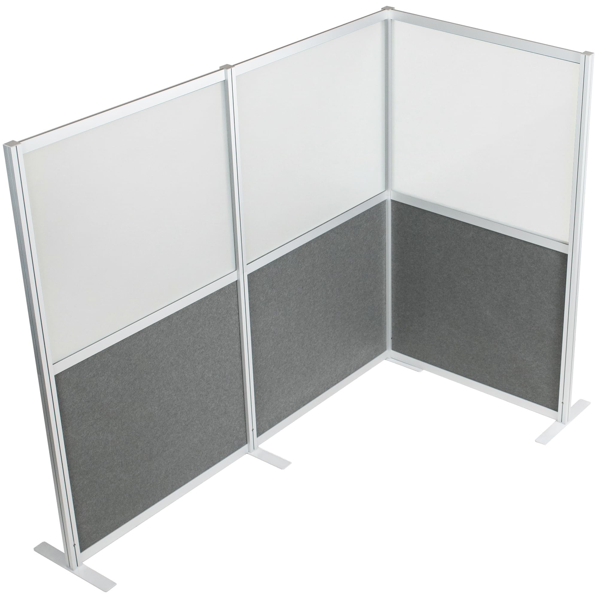 L-Shape Modular Corner Wall System, 3 Panels, Modern Professional Office Cubicle Dividers, Freestanding Privacy Screen