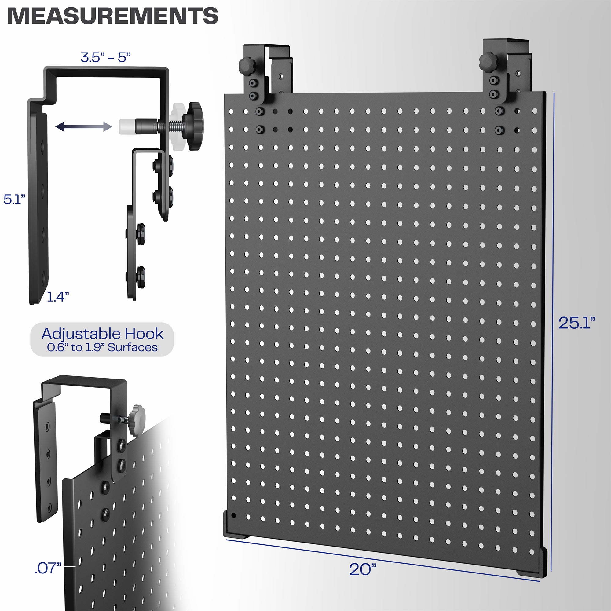 Hanging 25" x 20" Pegboard