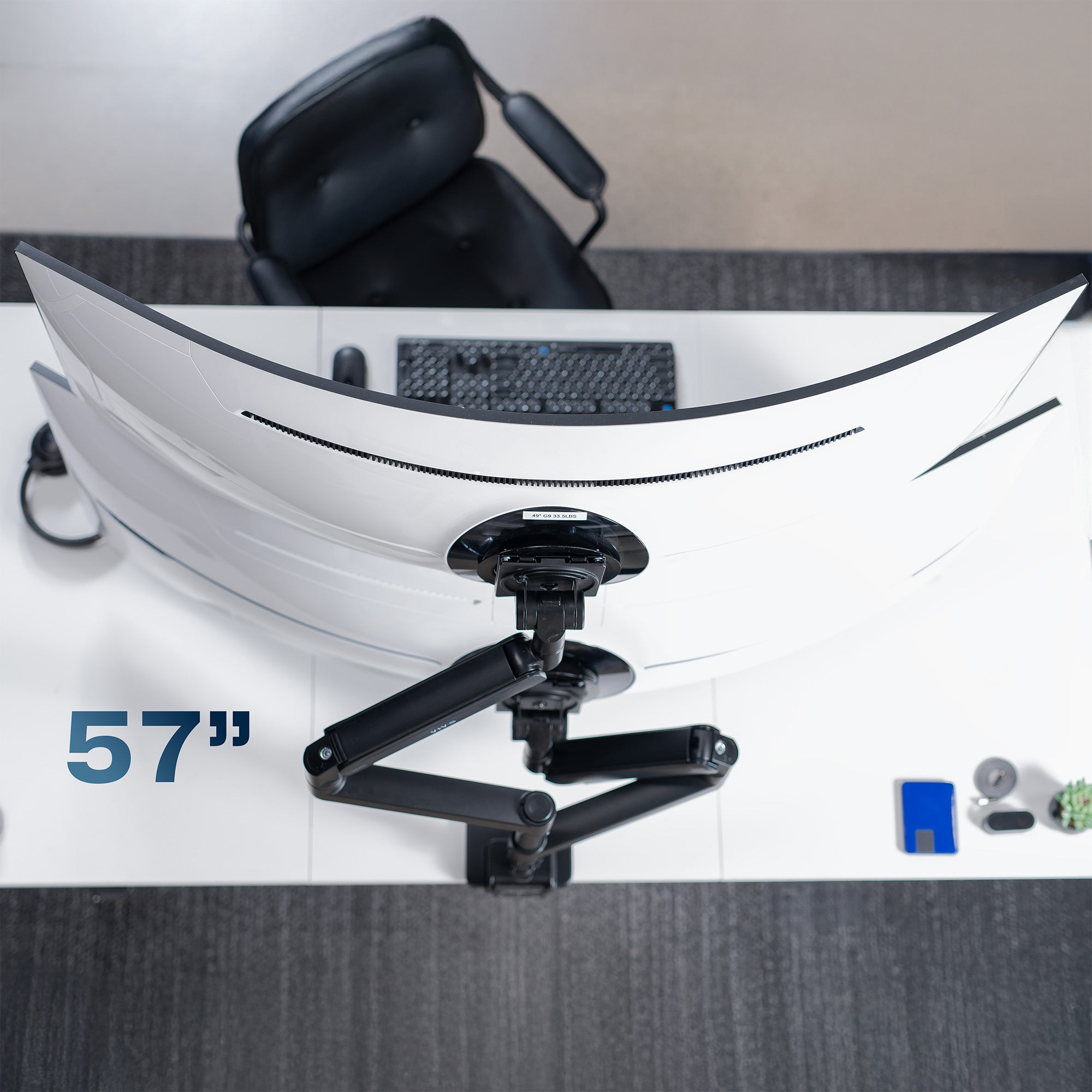Pneumatic Arm Dual Ultrawide Monitor Desk Mount - Up to 57" Screens