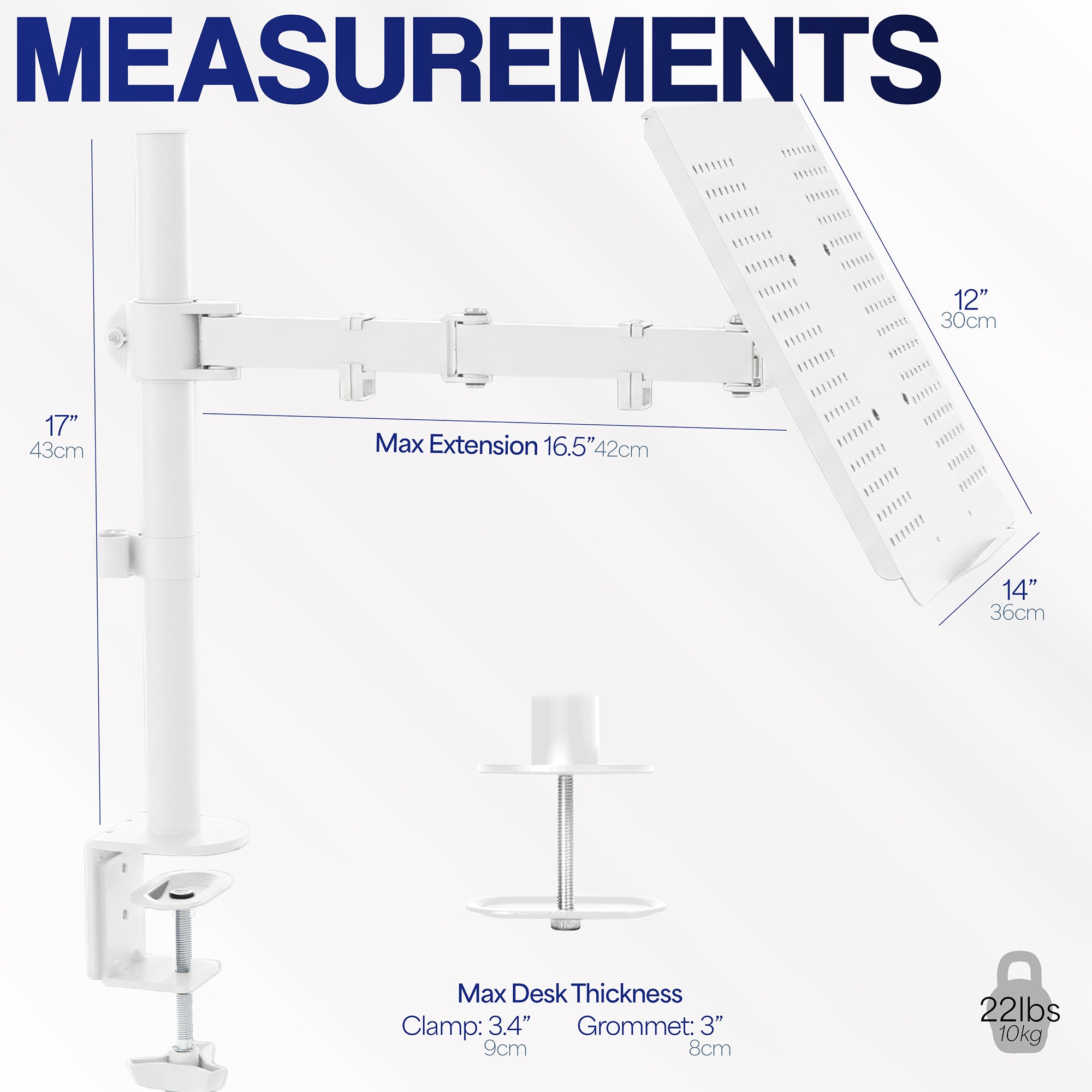 Laptop Tray and Desk Mount Measurements and Specifications
