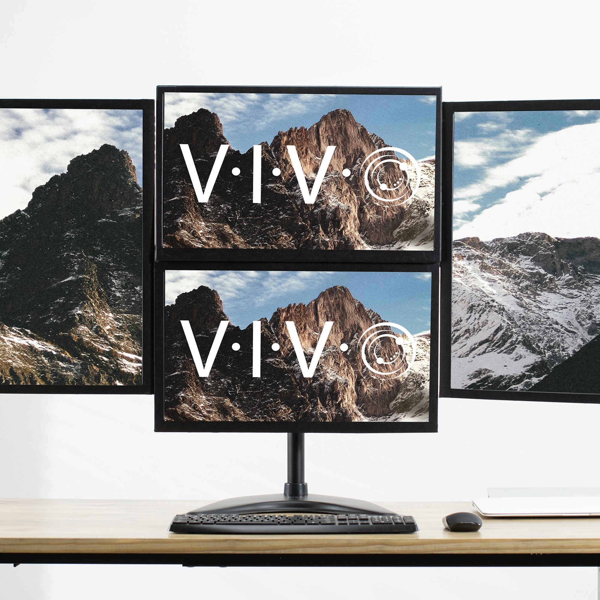 Quad Monitor Desk Stand - 13" to 27" Screens