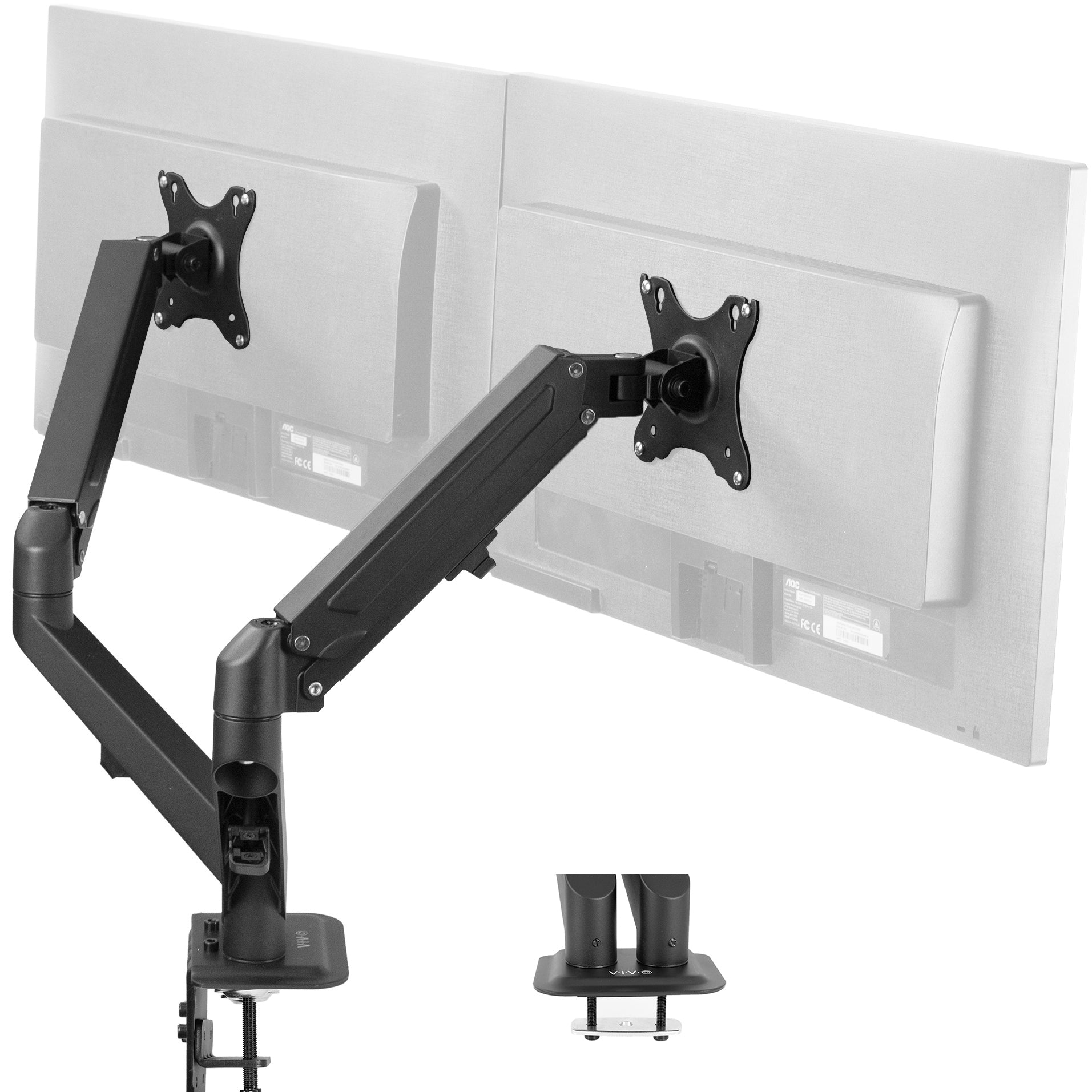 Pneumatic Arm Dual Monitor Desk Mount