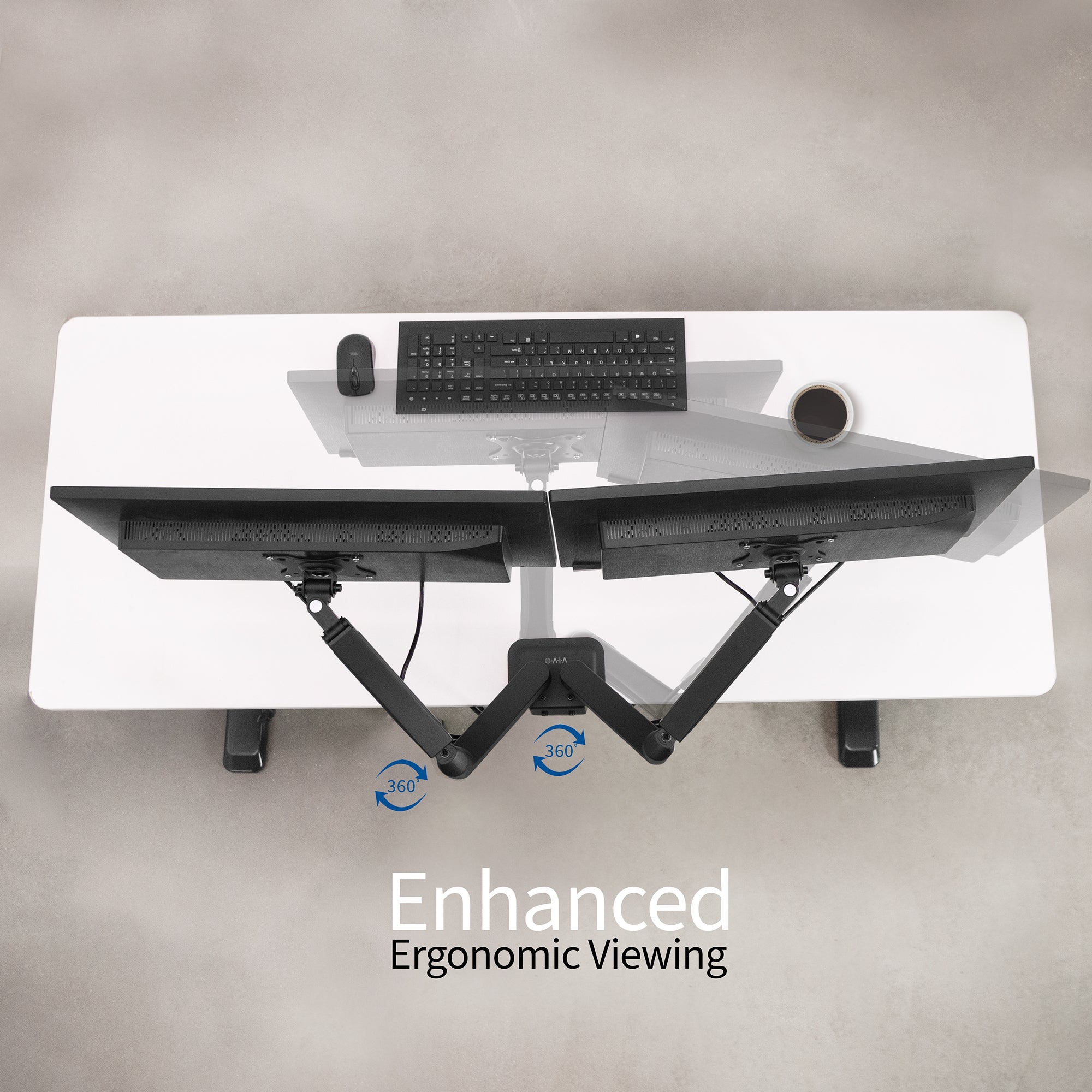 Articulating Pneumatic Arm Dual Monitor Desk Mount