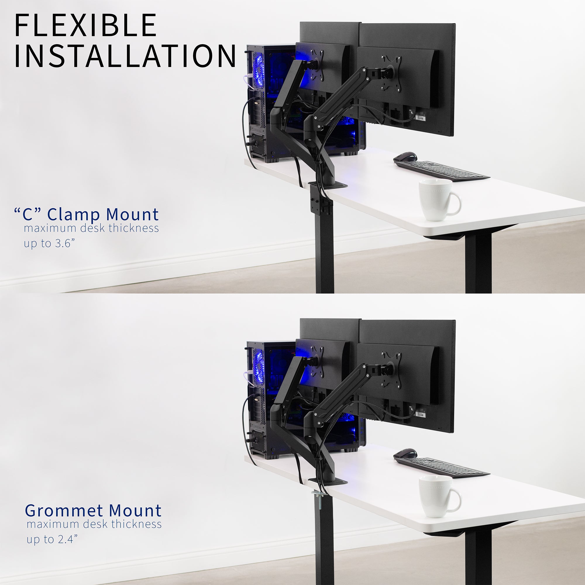 Pneumatic Arm Dual Monitor Desk Mount