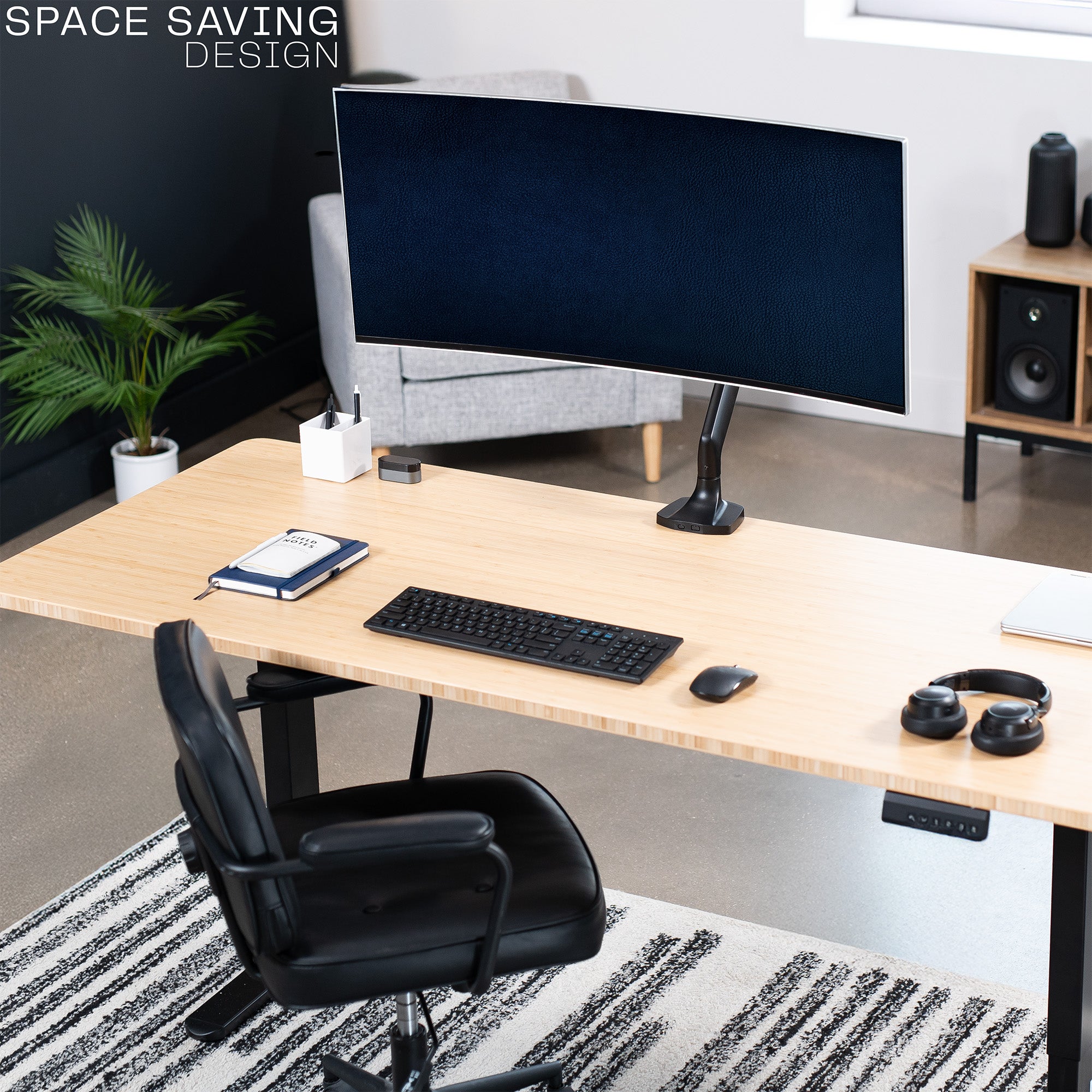 Pneumatic Arm Single Ultrawide Monitor Desk Mount - Up to 40" Screens