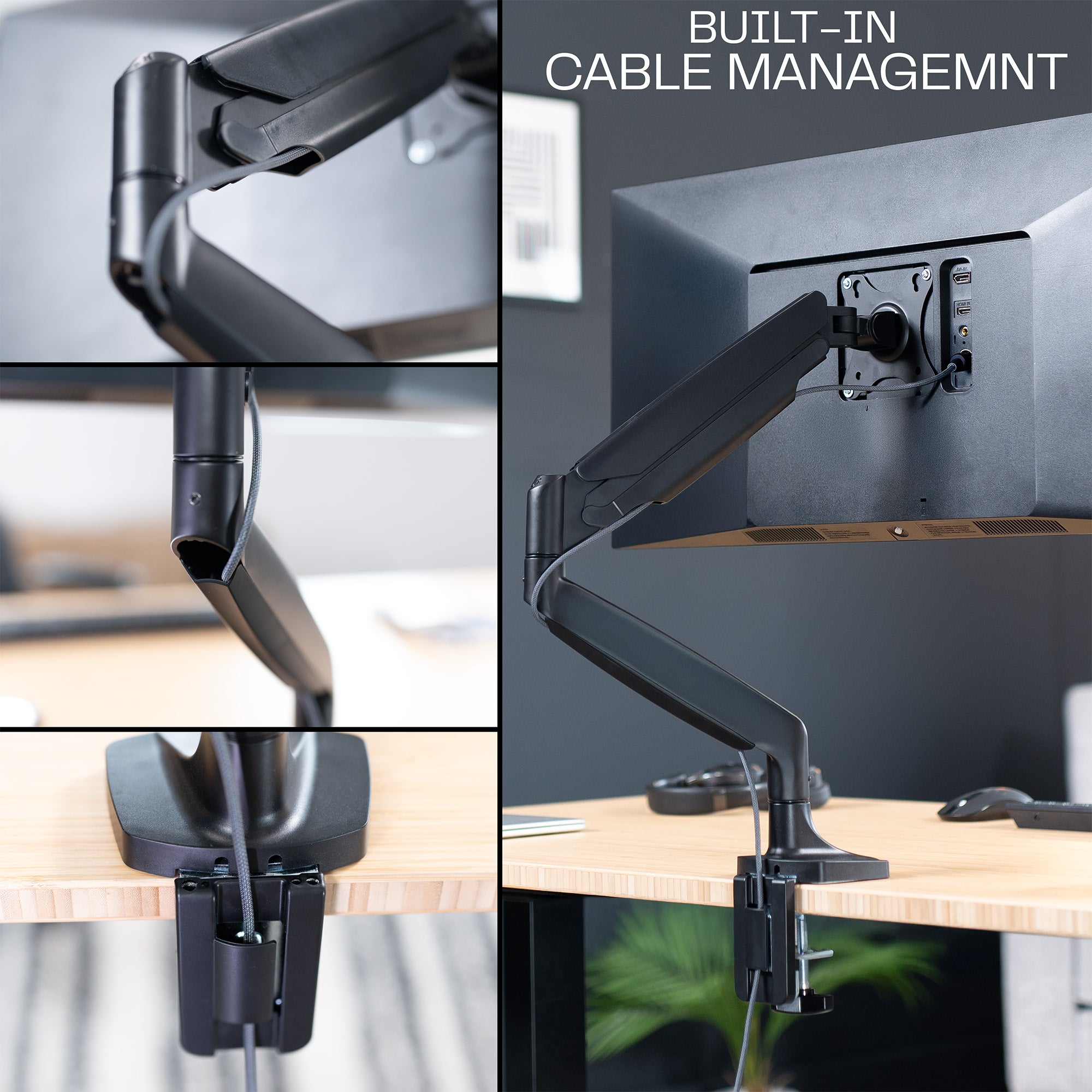 Pneumatic Arm Single Ultrawide Monitor Desk Mount - Up to 40" Screens
