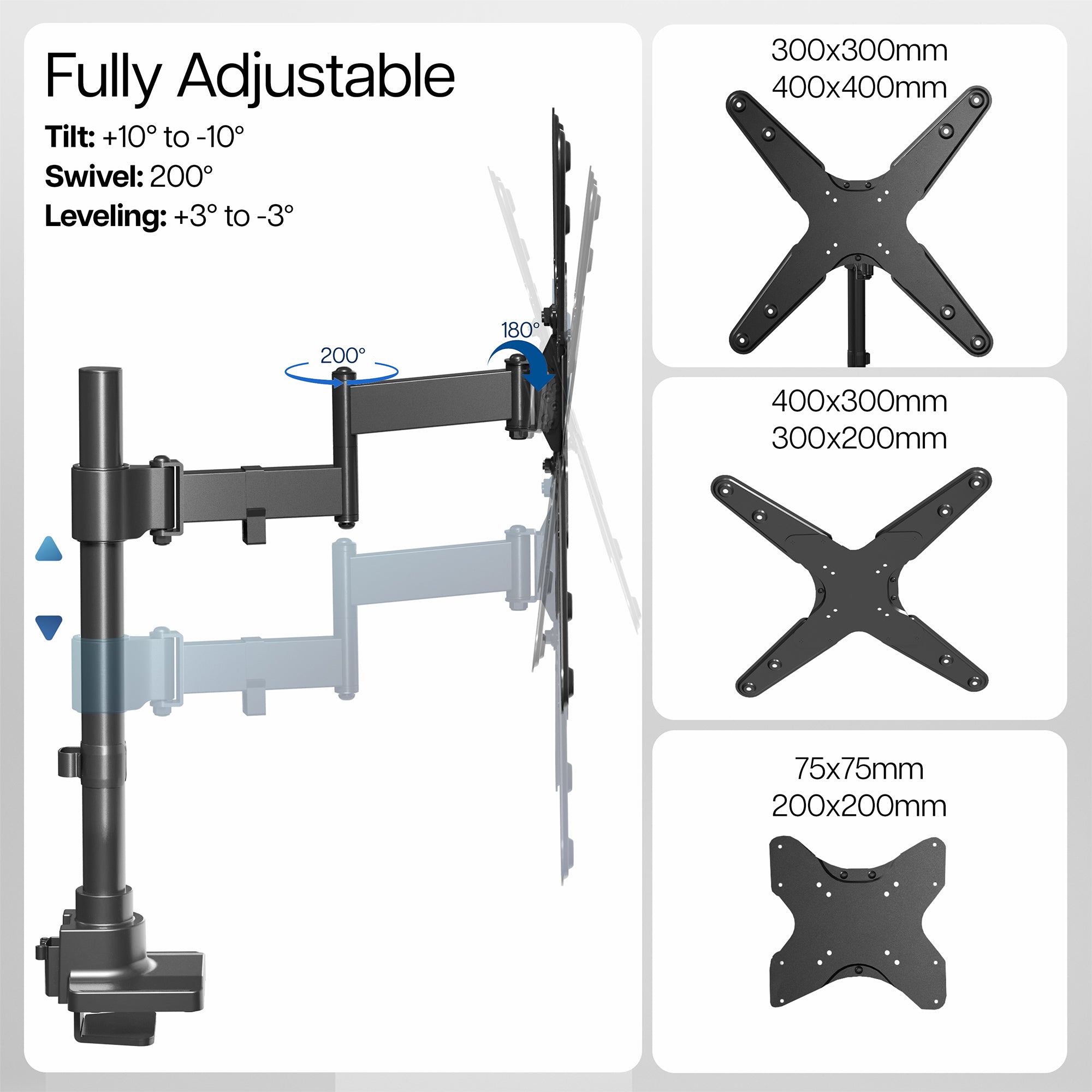 Articulating Arm Single TV Desk Mount