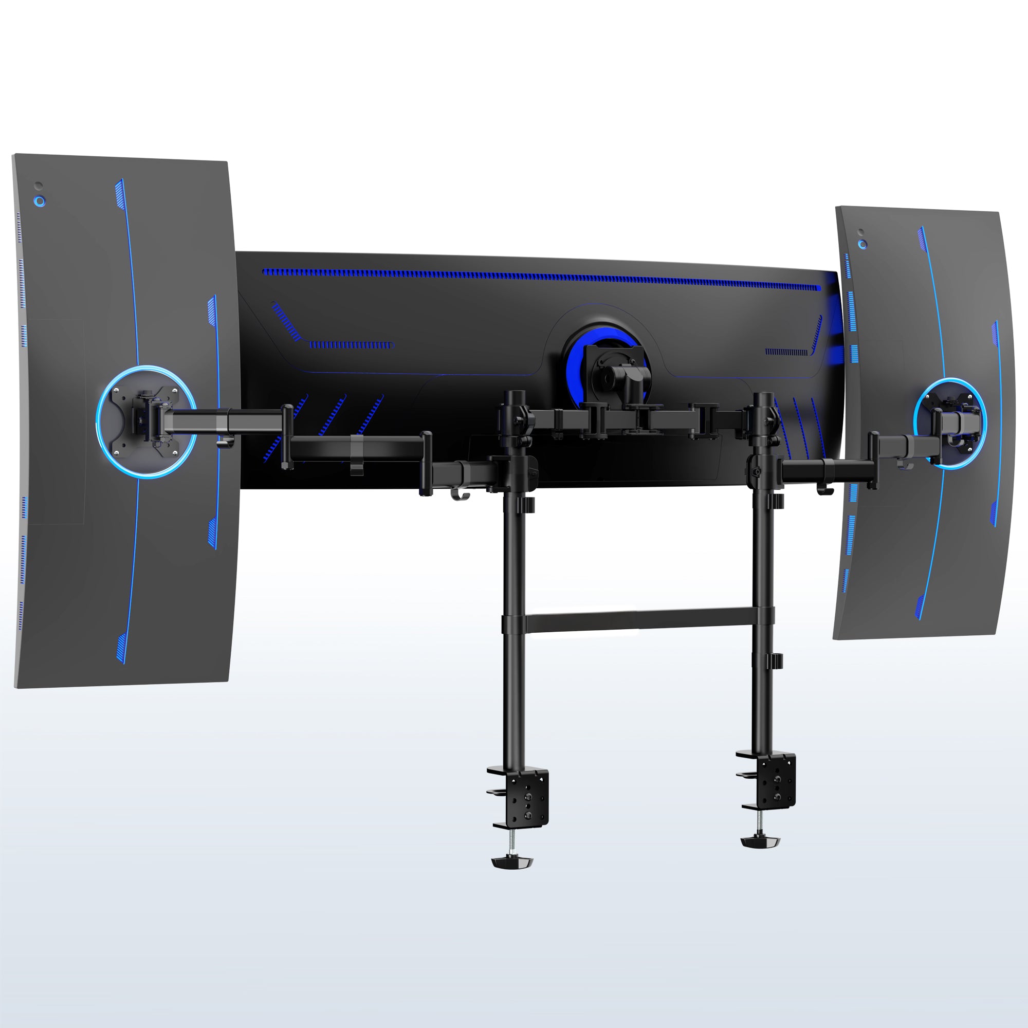 2-Pole Triple Monitor Desk Mount