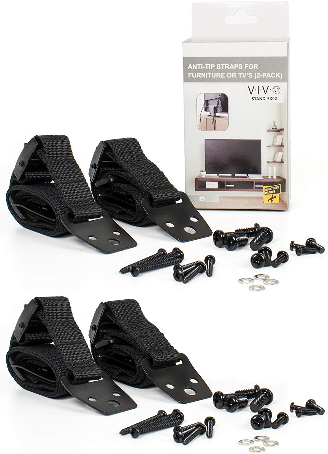 Heavy-duty strap cable management for extra secure TV mounting.