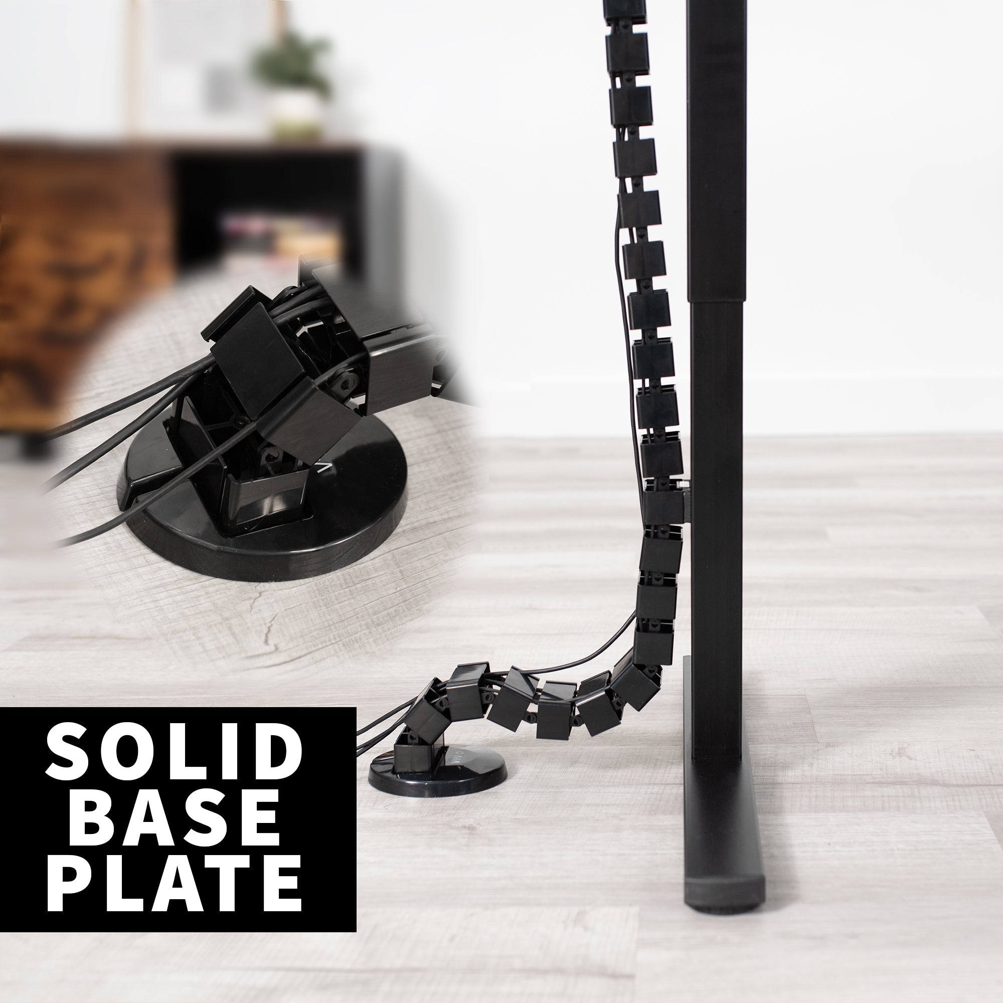 This flexible cable strip provides modern and attractive desk-to-floor cable management for your work area, perfect for height adjustable and standard desks alike.