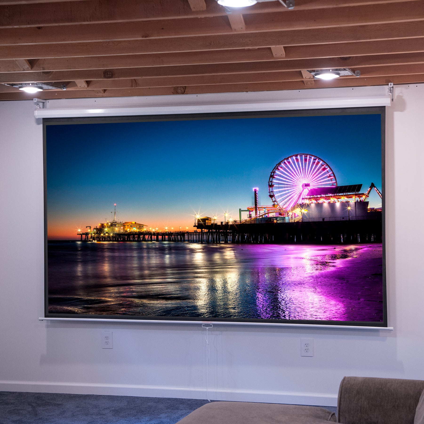 100" Manual Projector Screen 16:9 in a home theater