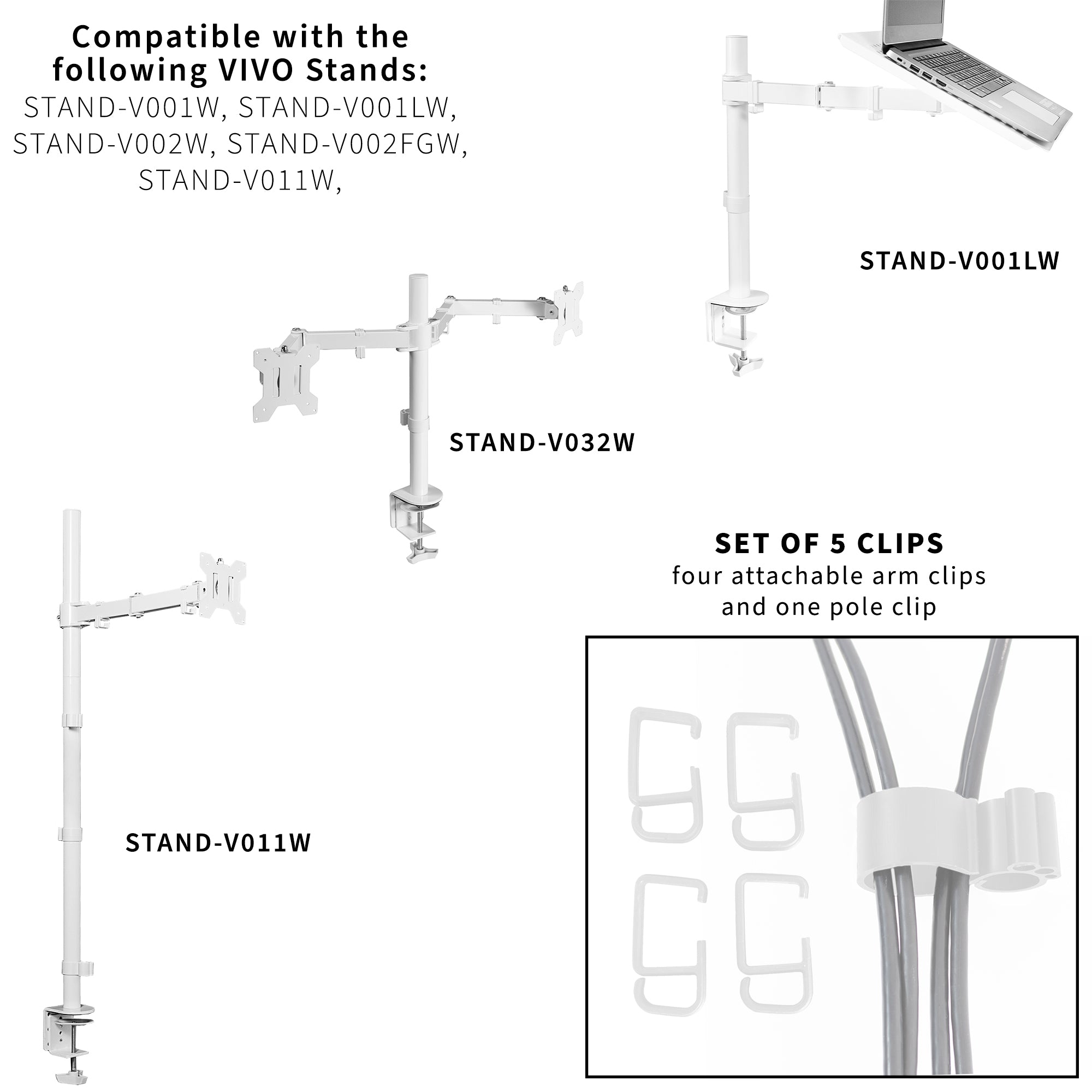 4" Cable Clip Kit for Monitor Stand with allen wrench storage