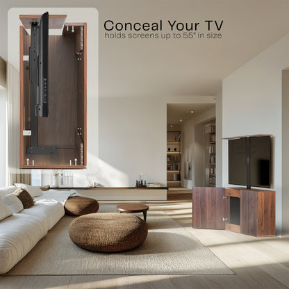 Walnut TV Lift Cabinet for 32" to 55" TVs